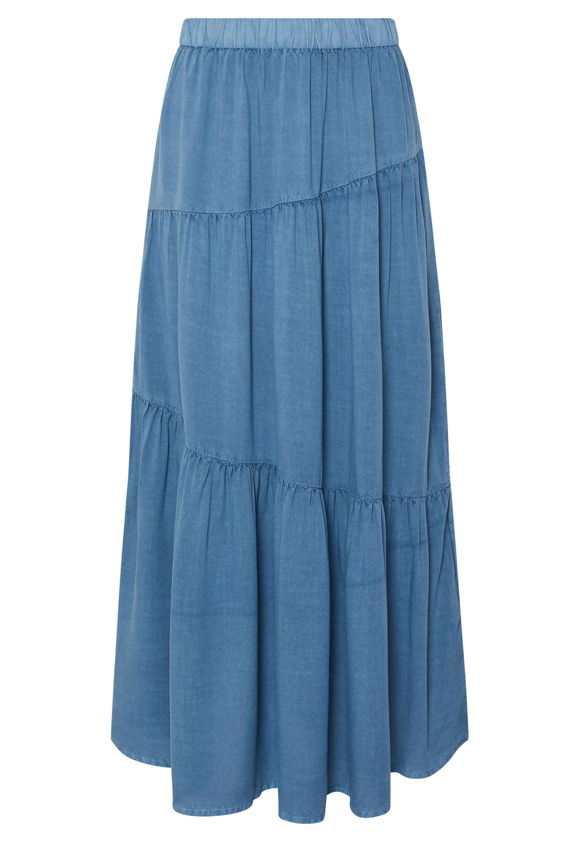 PixieGirl Petite Women's Blue Asymmetric Tiered Maxi Skirt | PixieGirl 6