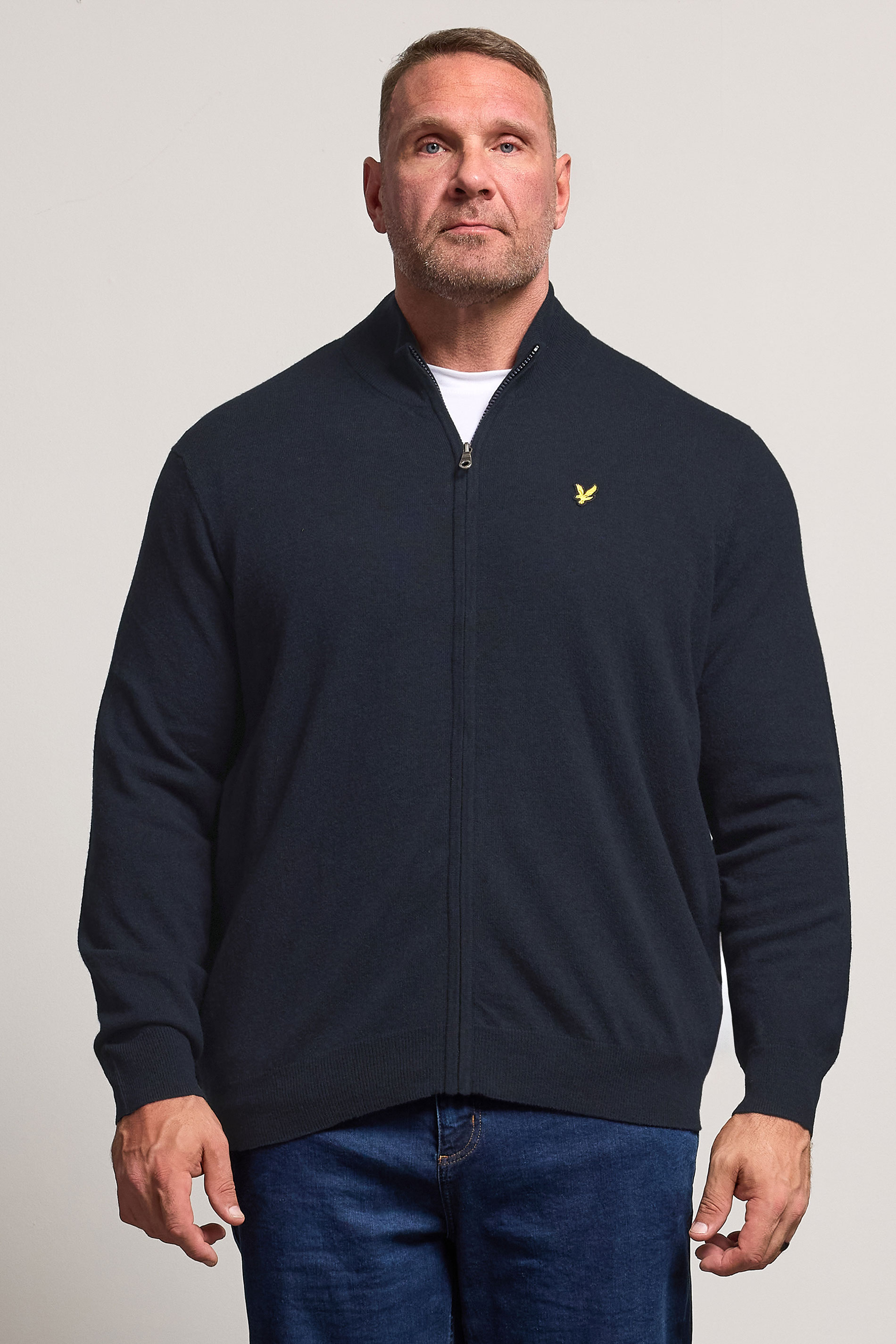 Lyle & Scott Big & Tall Navy Blue Lambswool Blend Quarter Zip Jumper | BadRhino 3