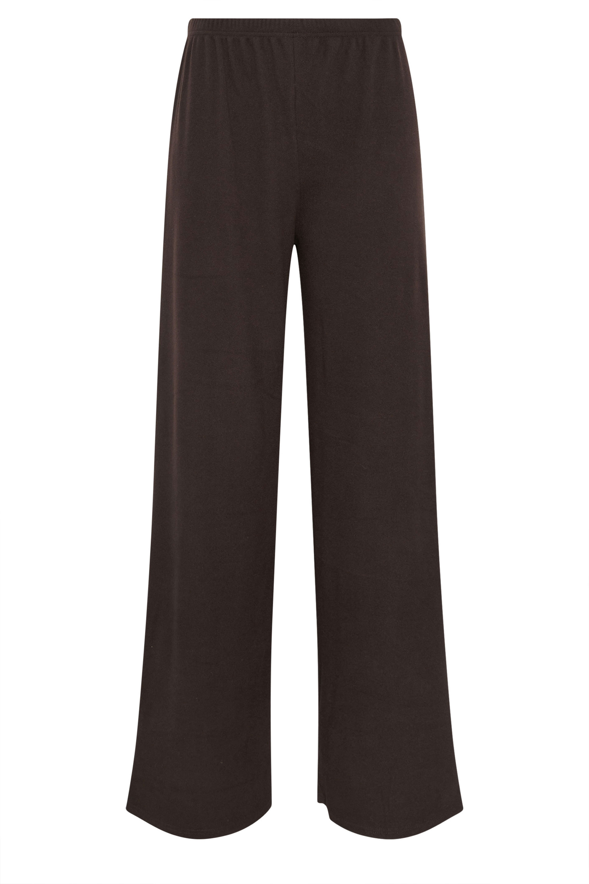 LTS Tall Women's Chocolate Brown Brushed Ribbed Wide Leg Trousers | Long Tall Sally 5