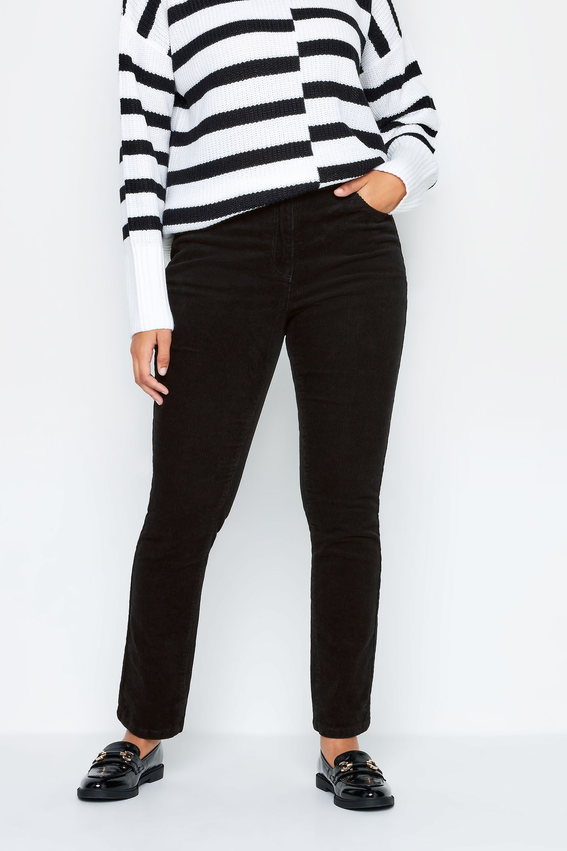 M&Co Black Straight Leg Cord Trousers | M&Co 1