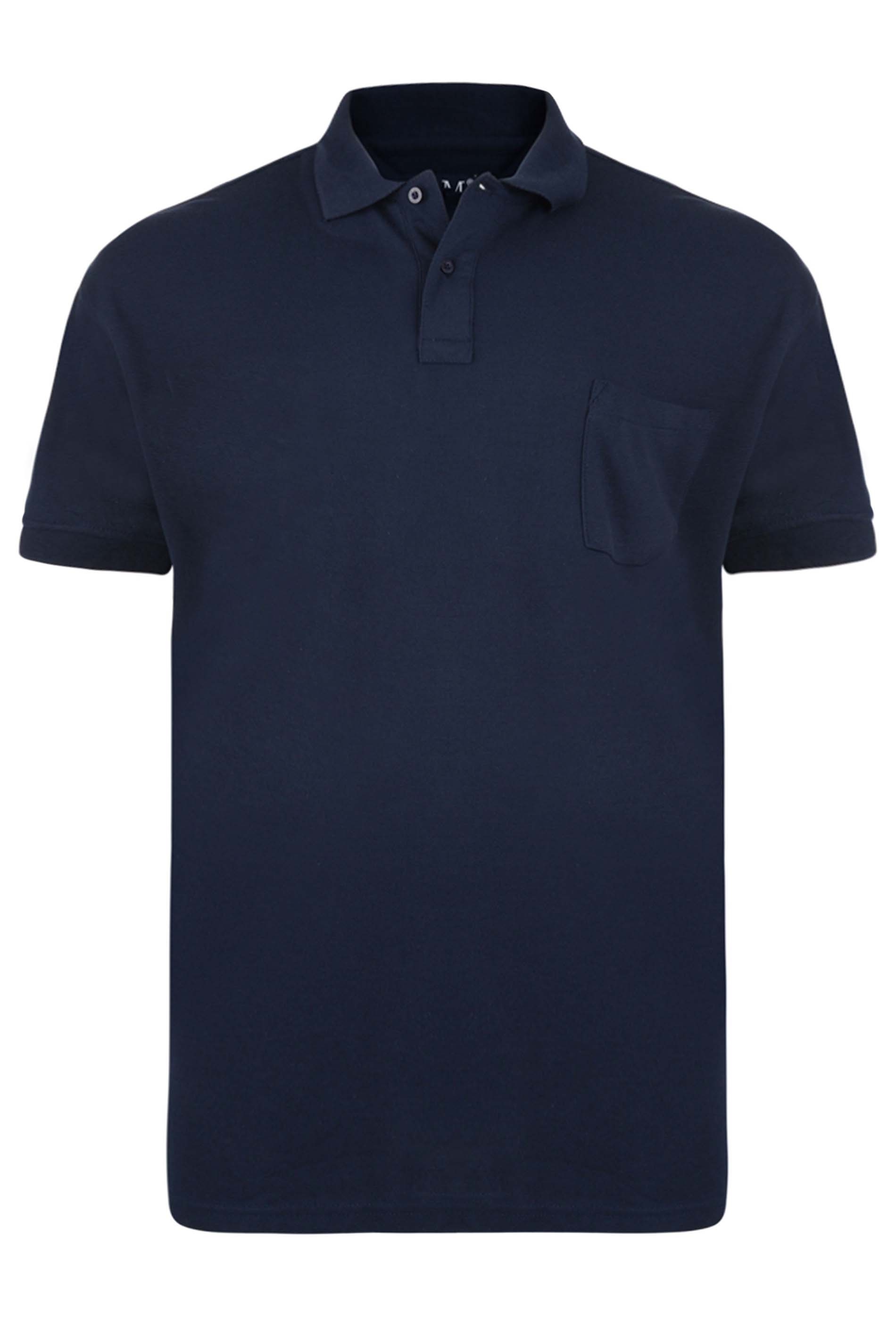KAM Big & Tall Navy Blue Pocket Polo Shirt | BadRhino 1