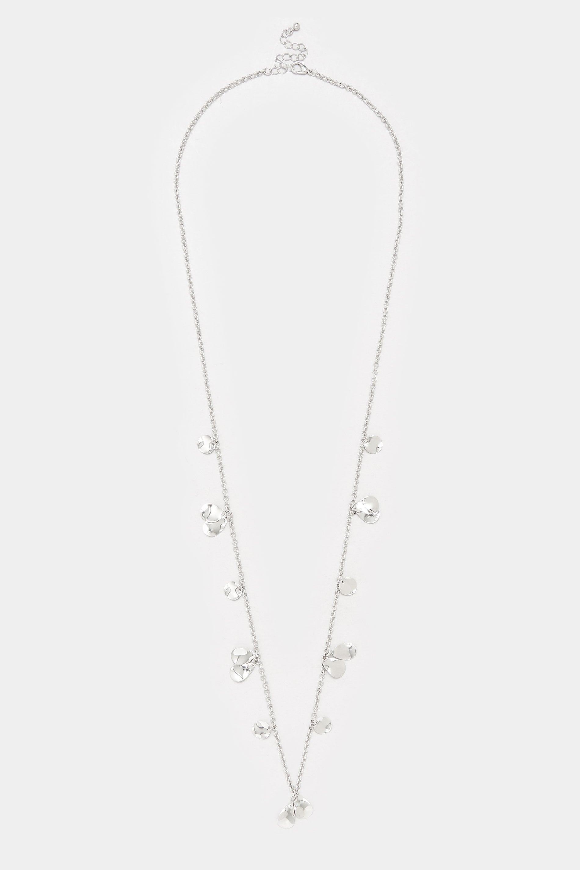 Silver Tone Textured Disc Long Necklace | Yours Clothing 3