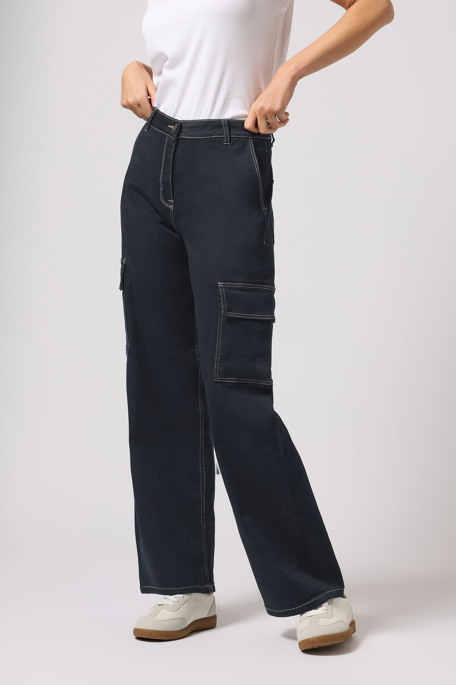 M&Co Indigo Blue Wide Leg Cargo Jeans | M&Co 2