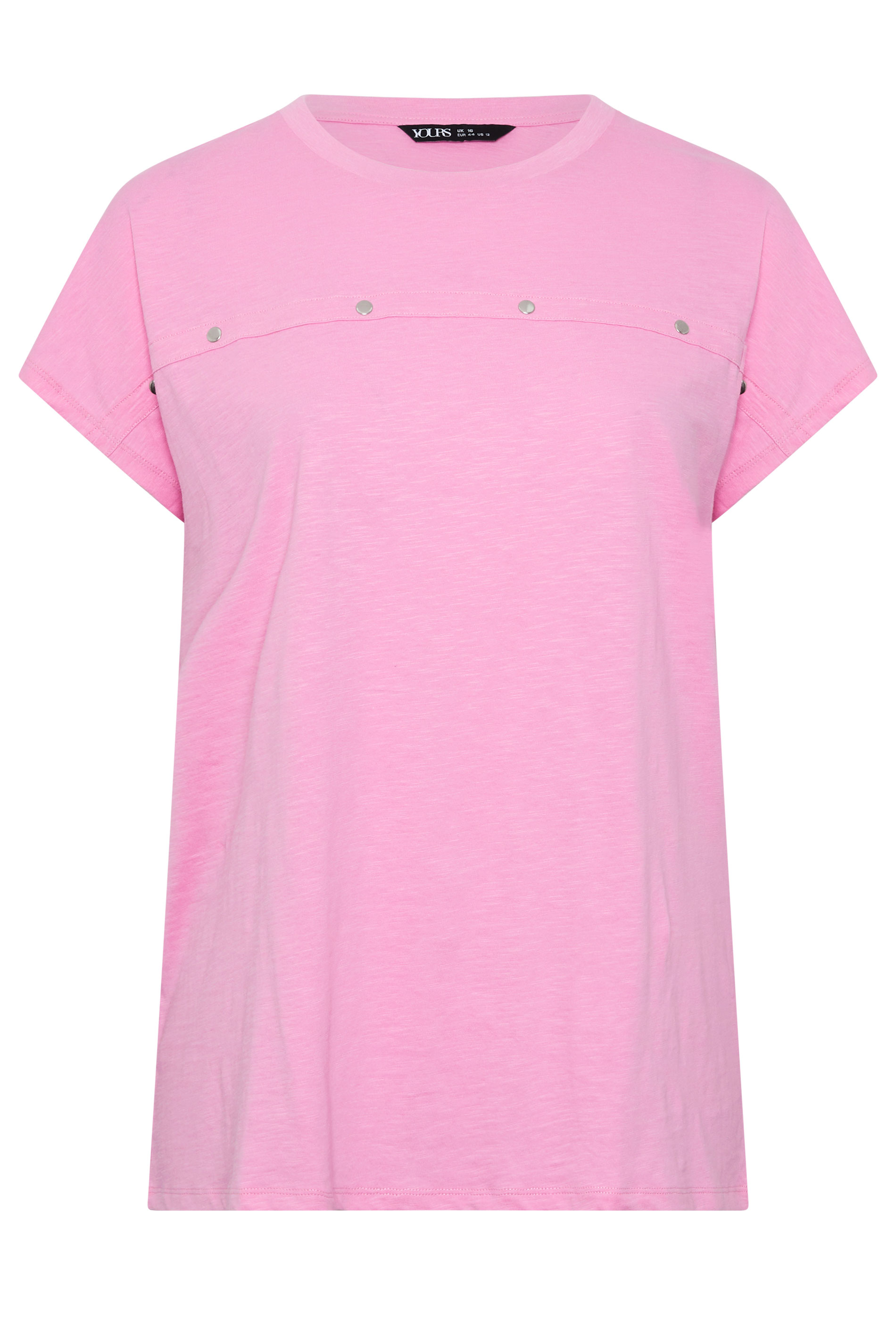 YOURS Plus Size Pink Stud Grown-On Sleeve T-Shirt | Yours Clothing 5