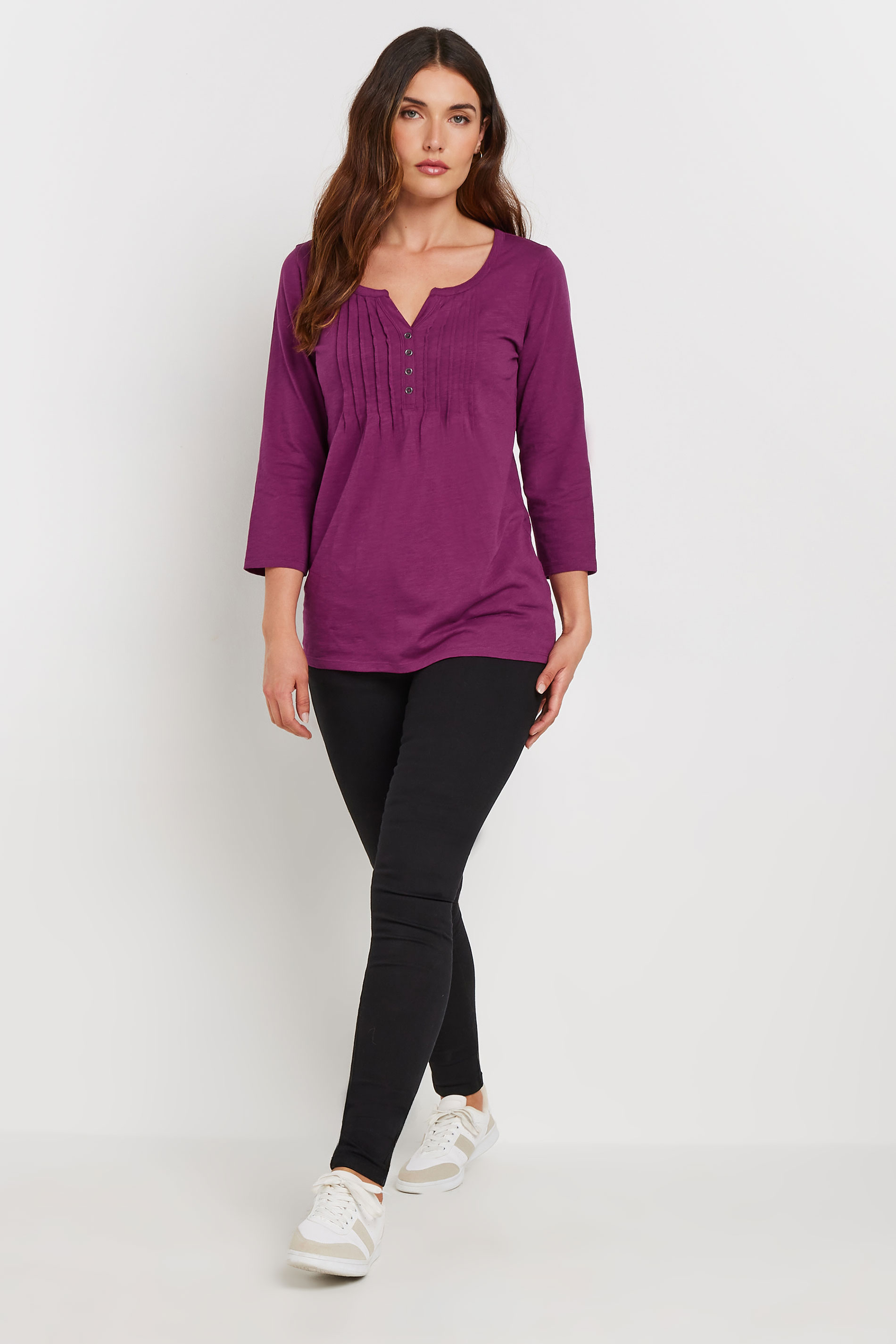 LTS Tall 2 PACK Khaki Green & Dark Pink Cotton Henley Tops | Long Tall Sally 5