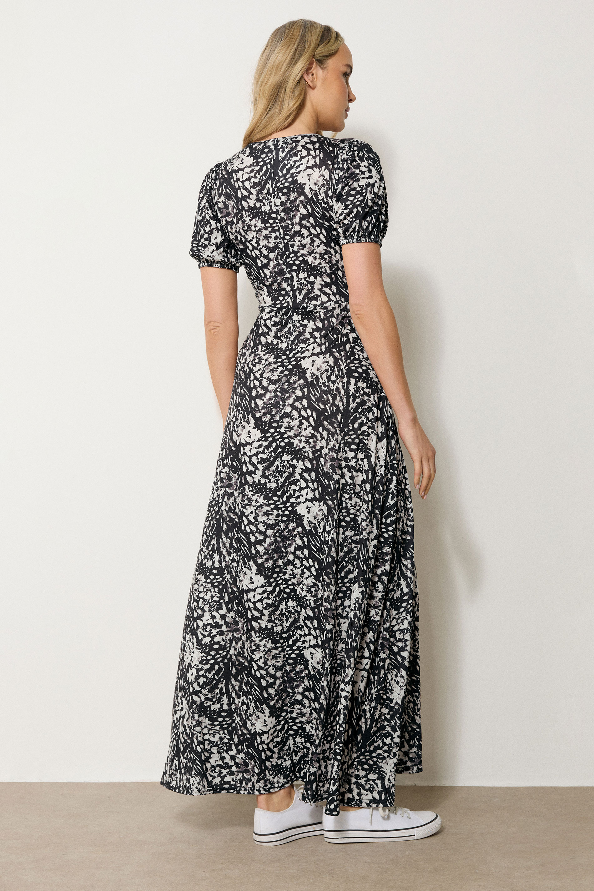 LTS Tall Black Abstract Animal Wrap Maxi Dress | Long Tall Sally 2