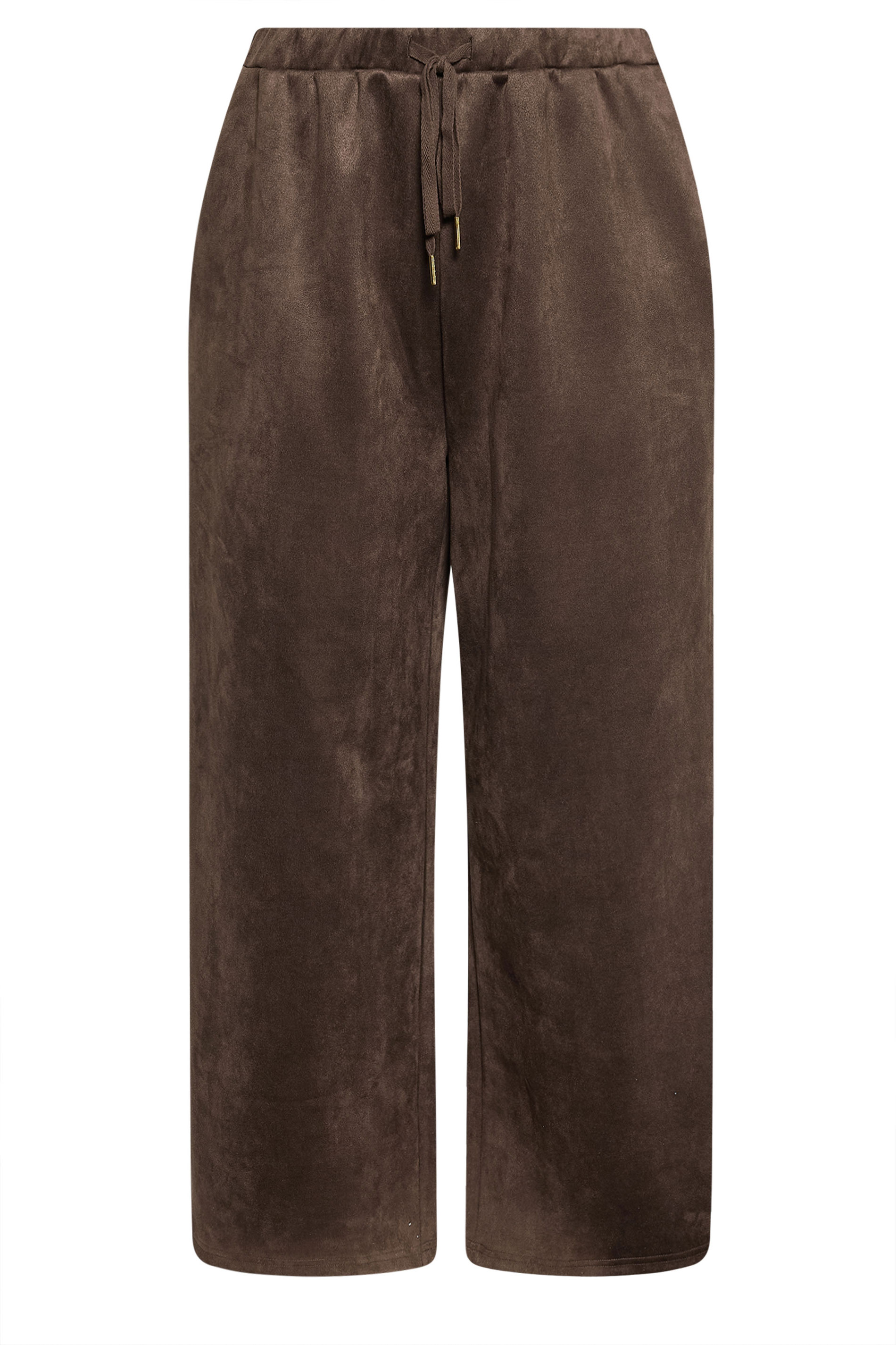 YOURS Plus Size Chocolate Brown Faux Suede Wide Leg Trousers | Yours Clothing 6