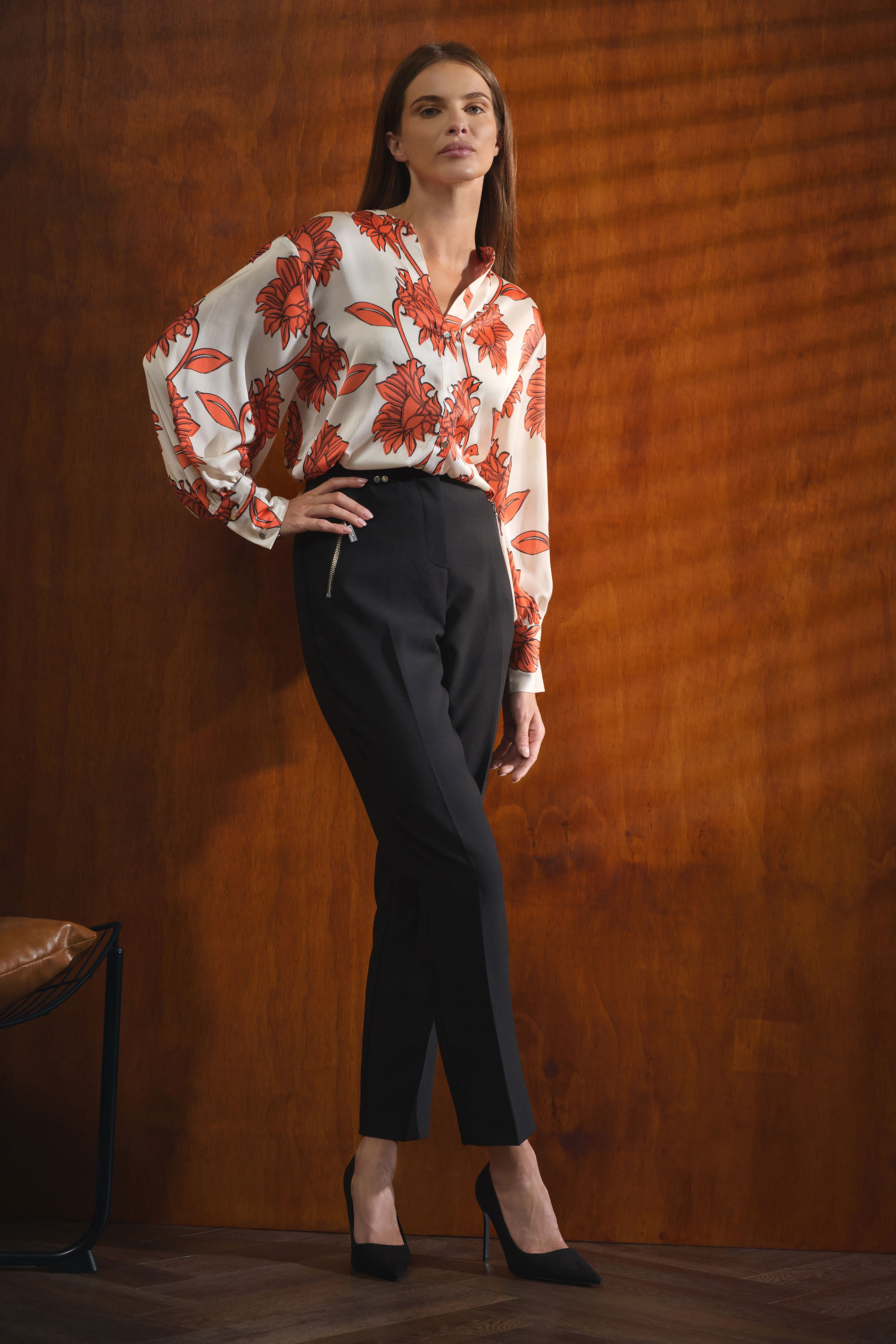 STAR Orange Floral Notch Neck Blouse | StarByJM 3