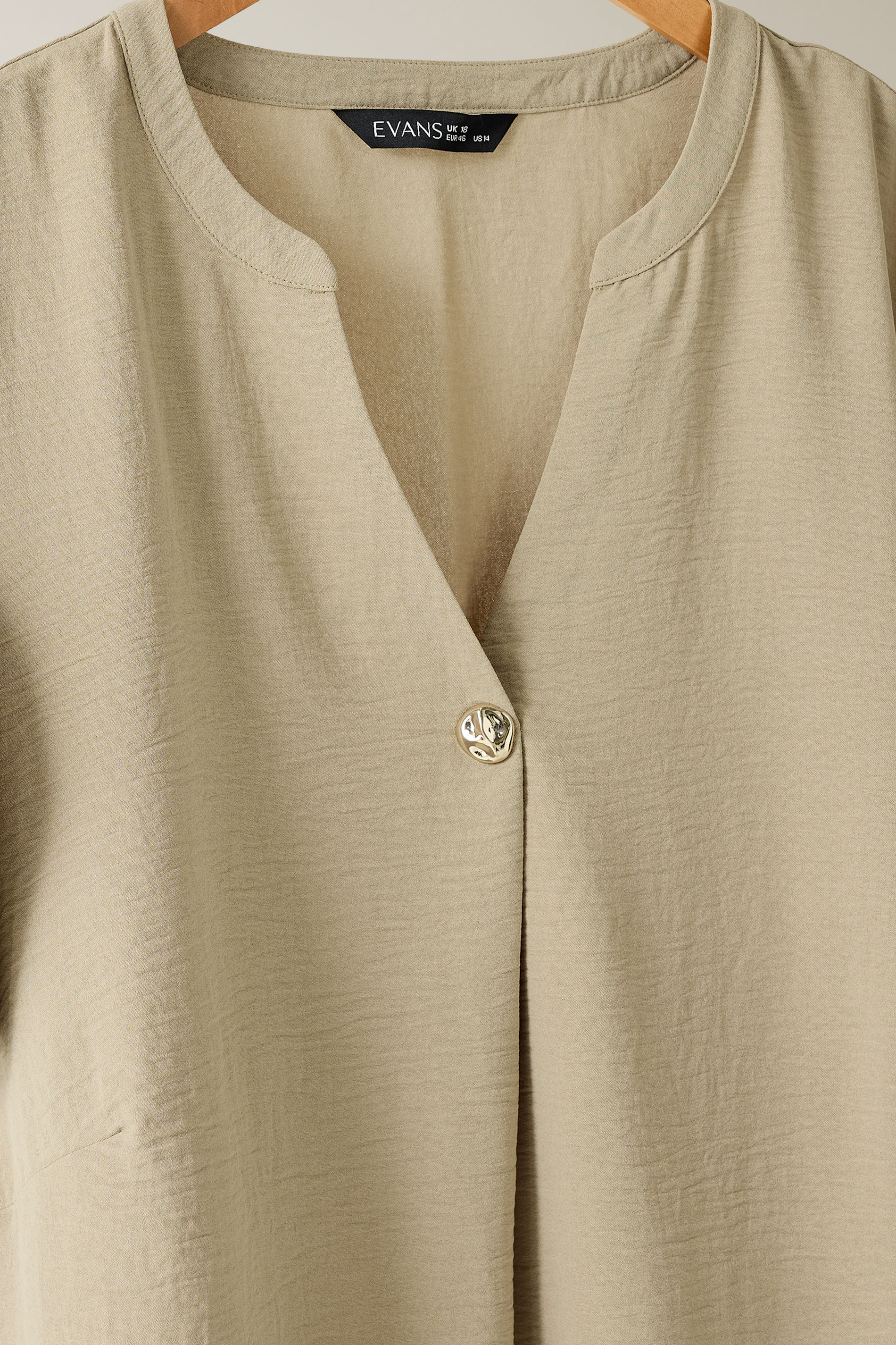 EVANS Plus Size Natural Brown Button Front Short Sleeve Blouse | Evans 7