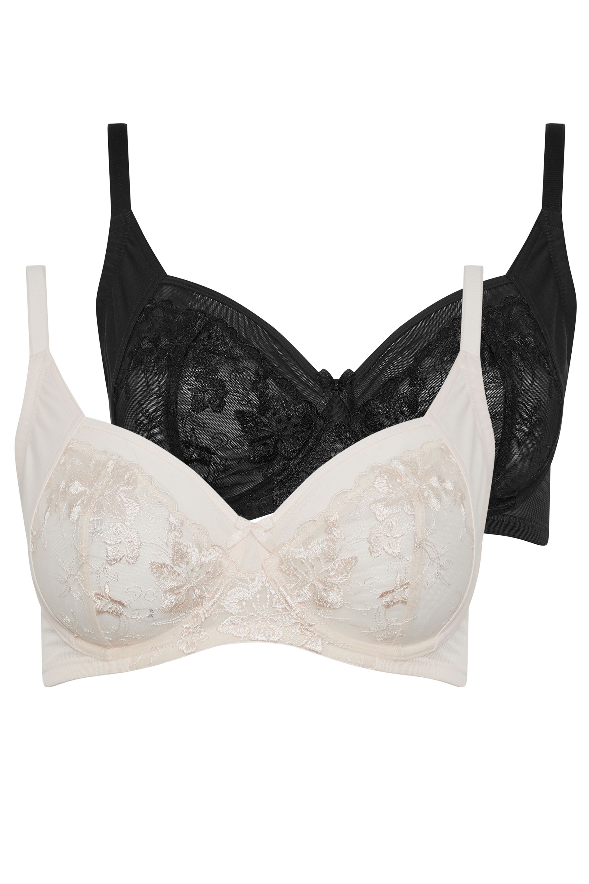 YOURSET 2 PACK Plus Size Black & White Underwired Bras | Yours Clothing 3