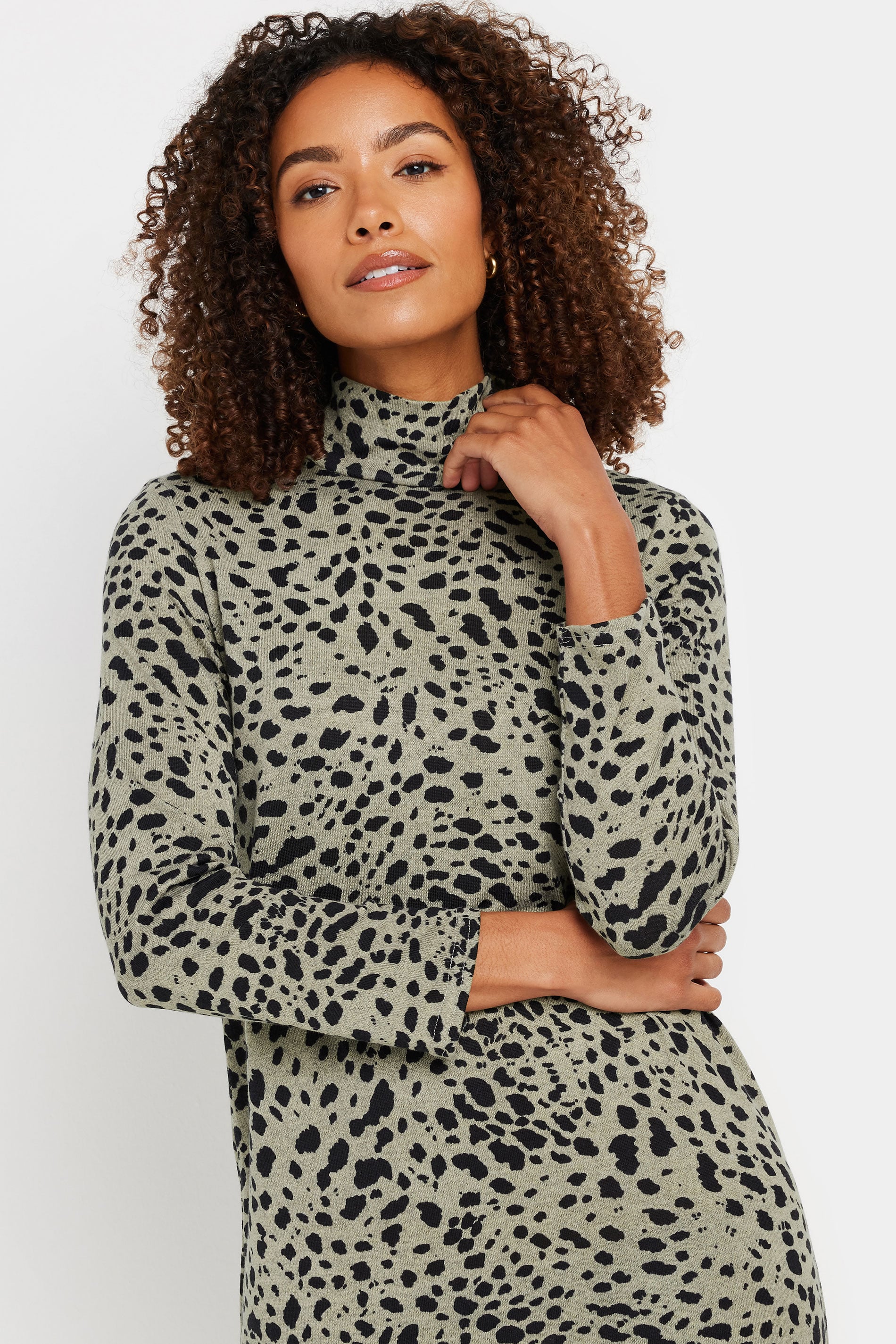M&Co Natural Brown Soft Touch High Neck Dress | M&Co 4