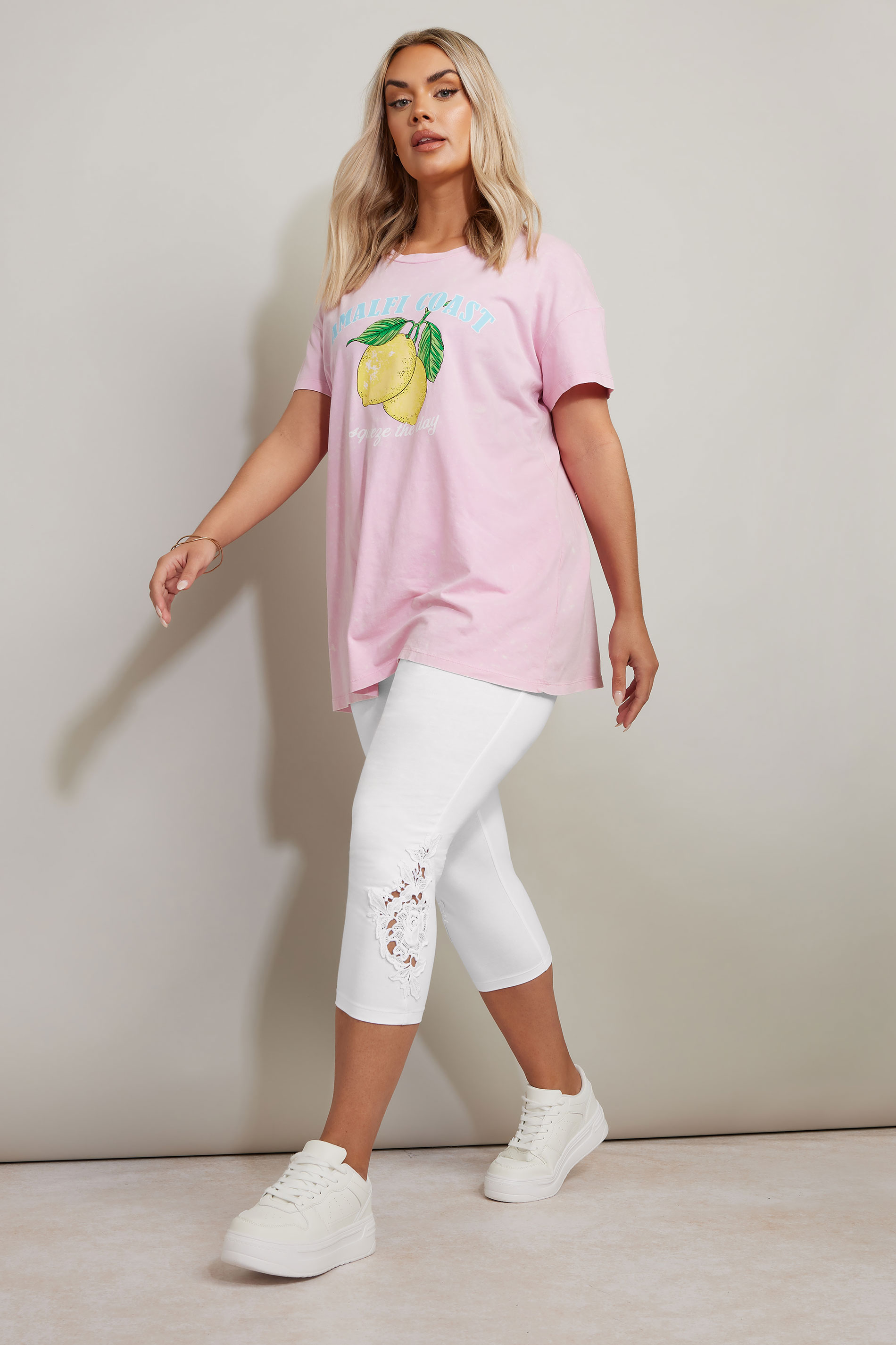Plus Size White Lace Cropped Leggings | Yours Clothing 4