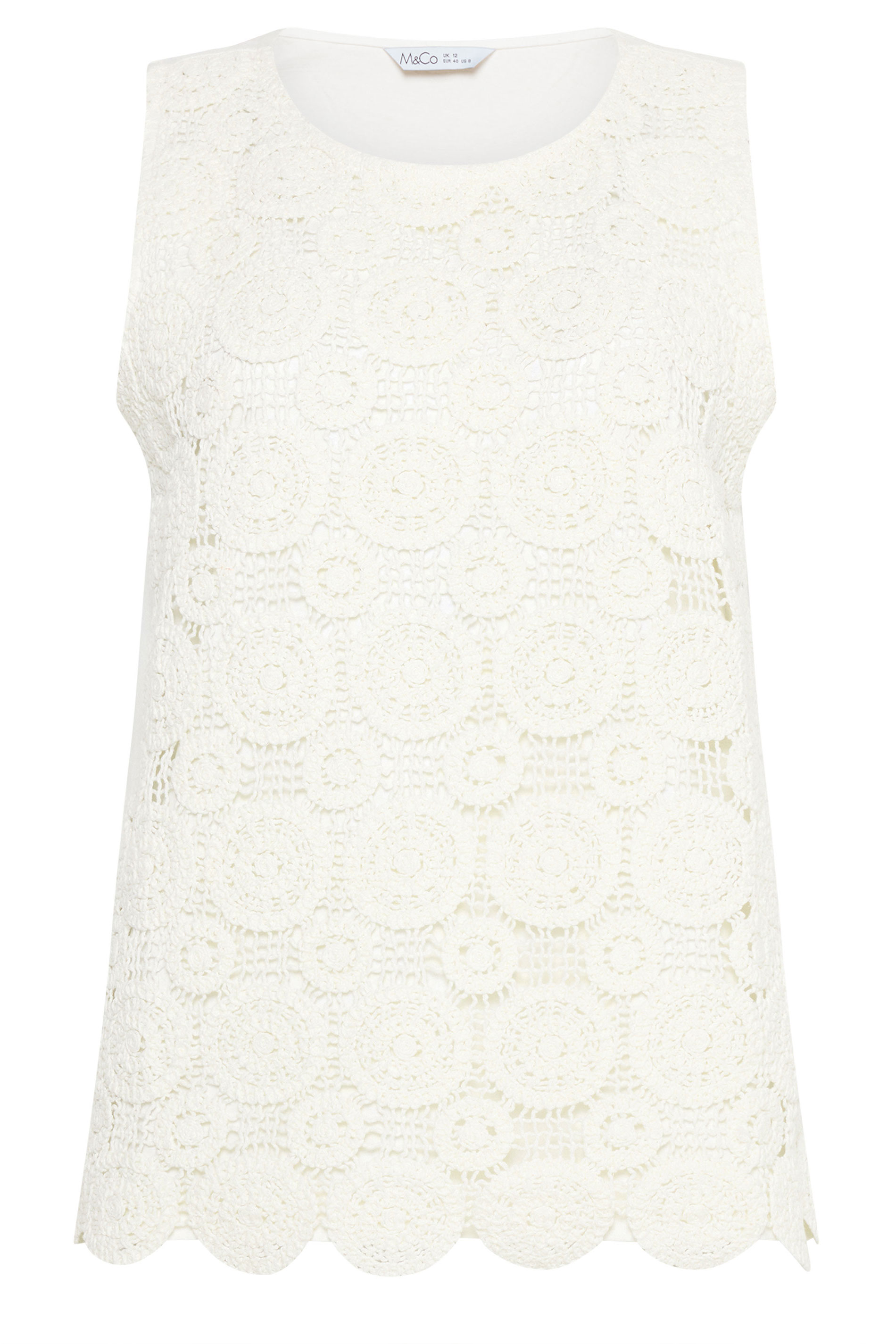 M&Co Ivory White Crochet Cotton Vest Top | M&Co 6