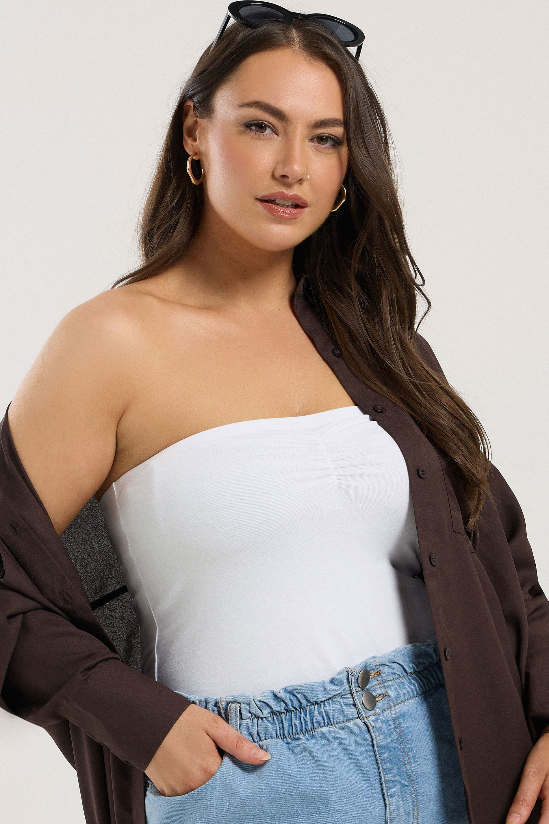 YOURS Plus Size White Bandeau Top | Yours Clothing 4