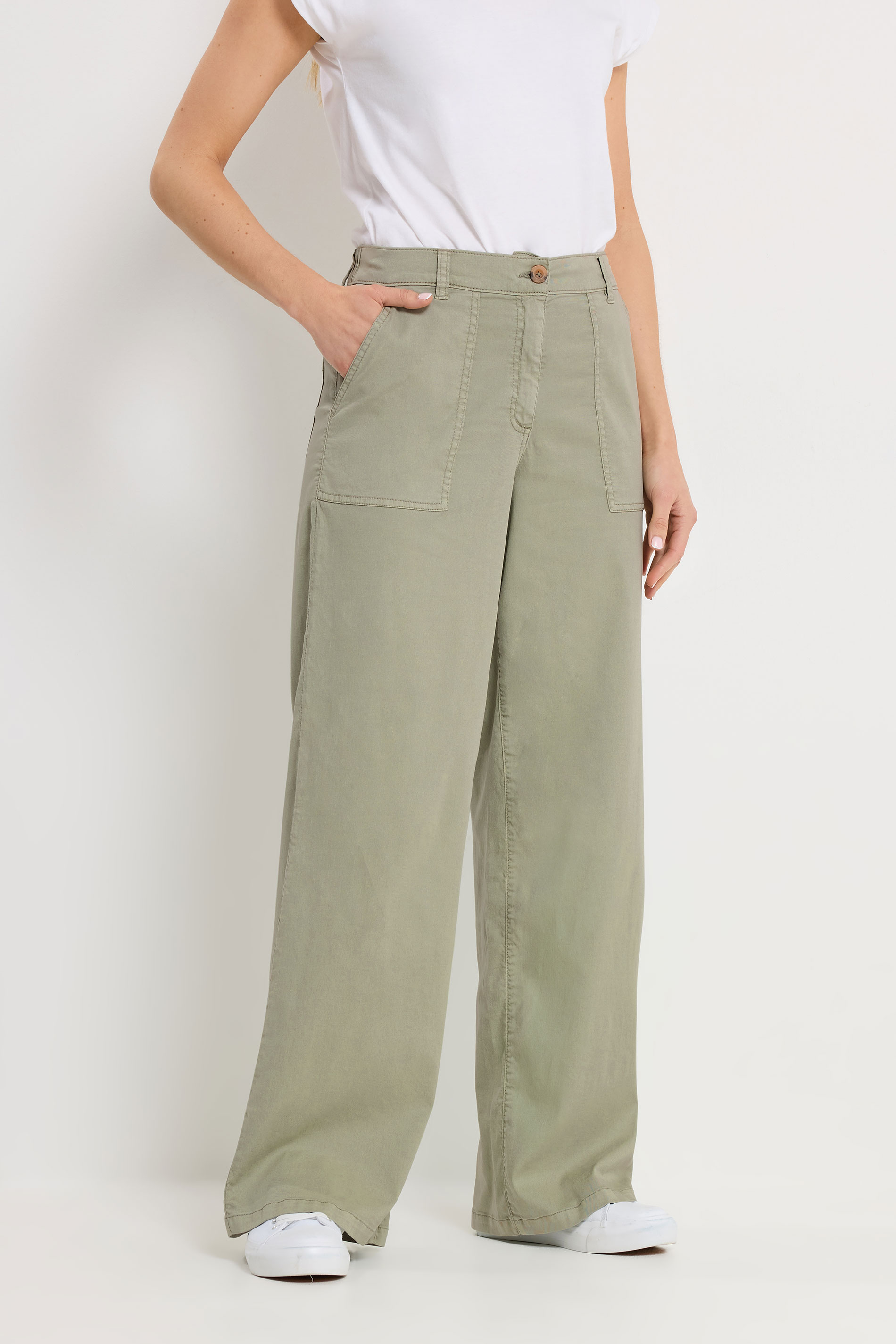 LTS Tall Women's Sage Green Wide Leg Trousers | Long Tall Sally 1