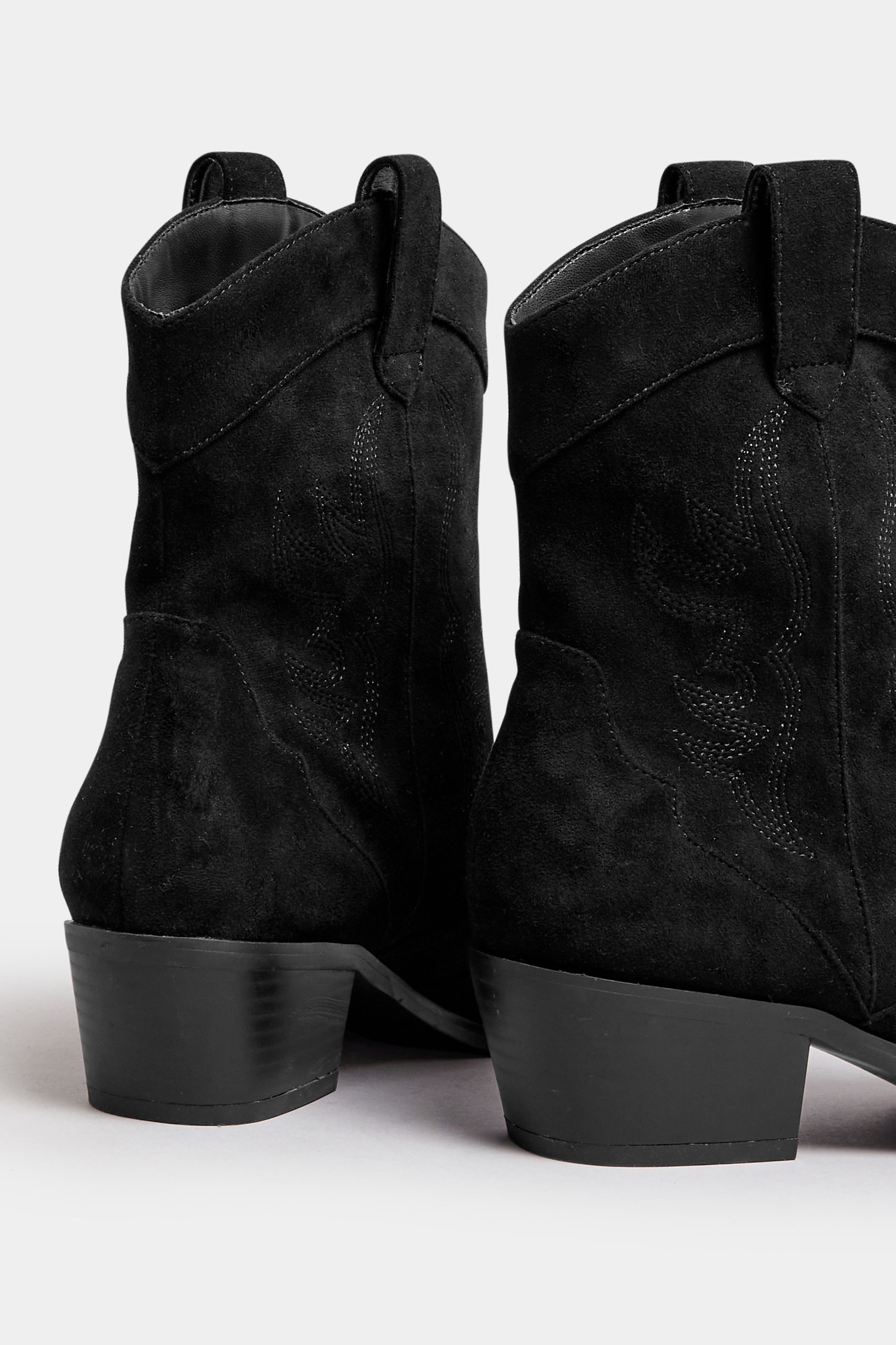 LTS Black Faux Suede Cowboy Boot In Standard Fit | Long Tall Sally 4
