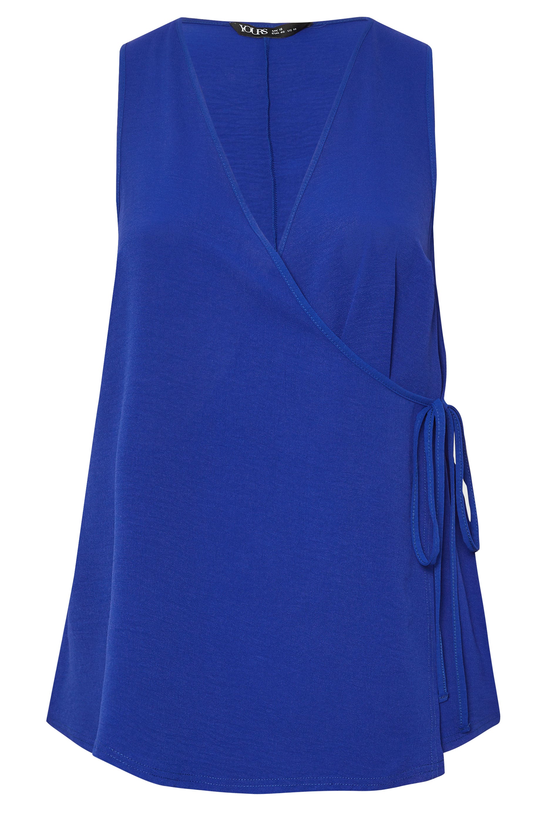 YOURS Plus Size Cobalt Blue Wrap Vest Top | Yours Clothing 5