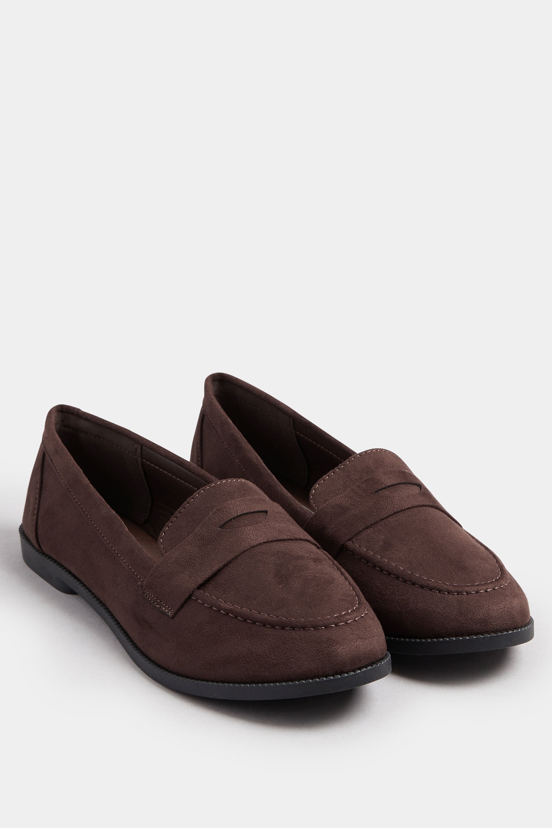 Chocolate Brown Suede Loafers In Wide E Fit | Yours Clothing 1