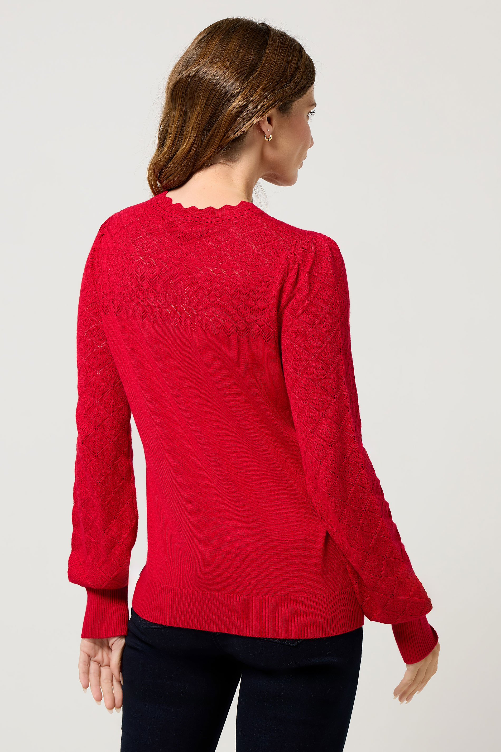 M&Co Red Pointelle Sleeve Jumper | M&Co 5