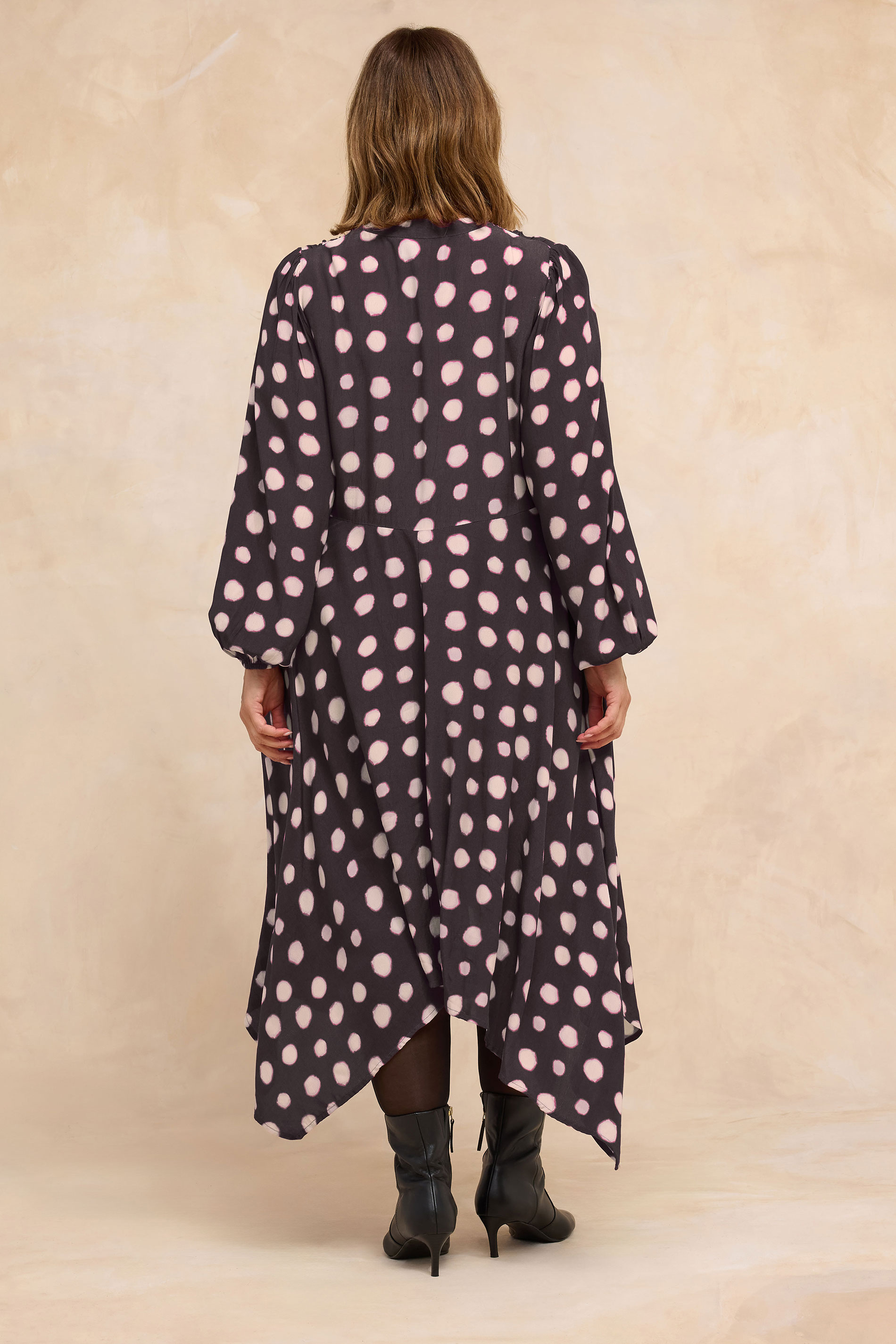 EVANS Plus Size Purple Spot Print Hanky Hem Dress | Evans 4
