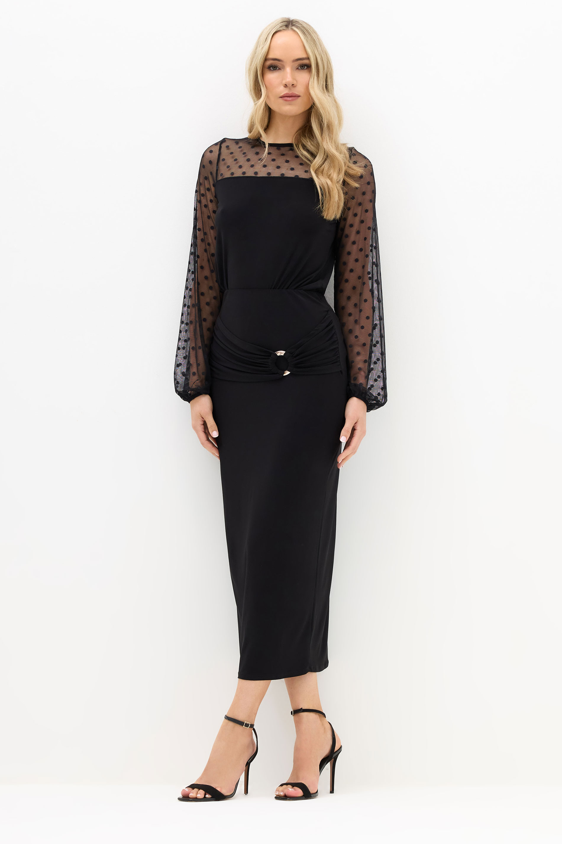 LTS Tall Black Buckle Drape Maxi Skirt | Long Tall Sally 3