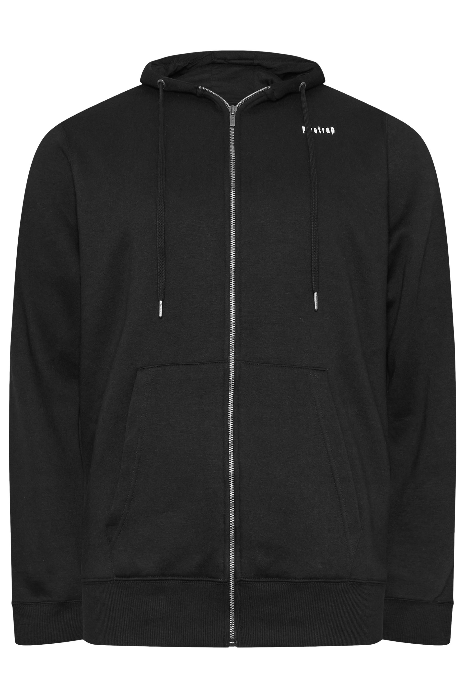 FIRETRAP Big & Tall Black Zip Through Hoodie | BadRhino 4