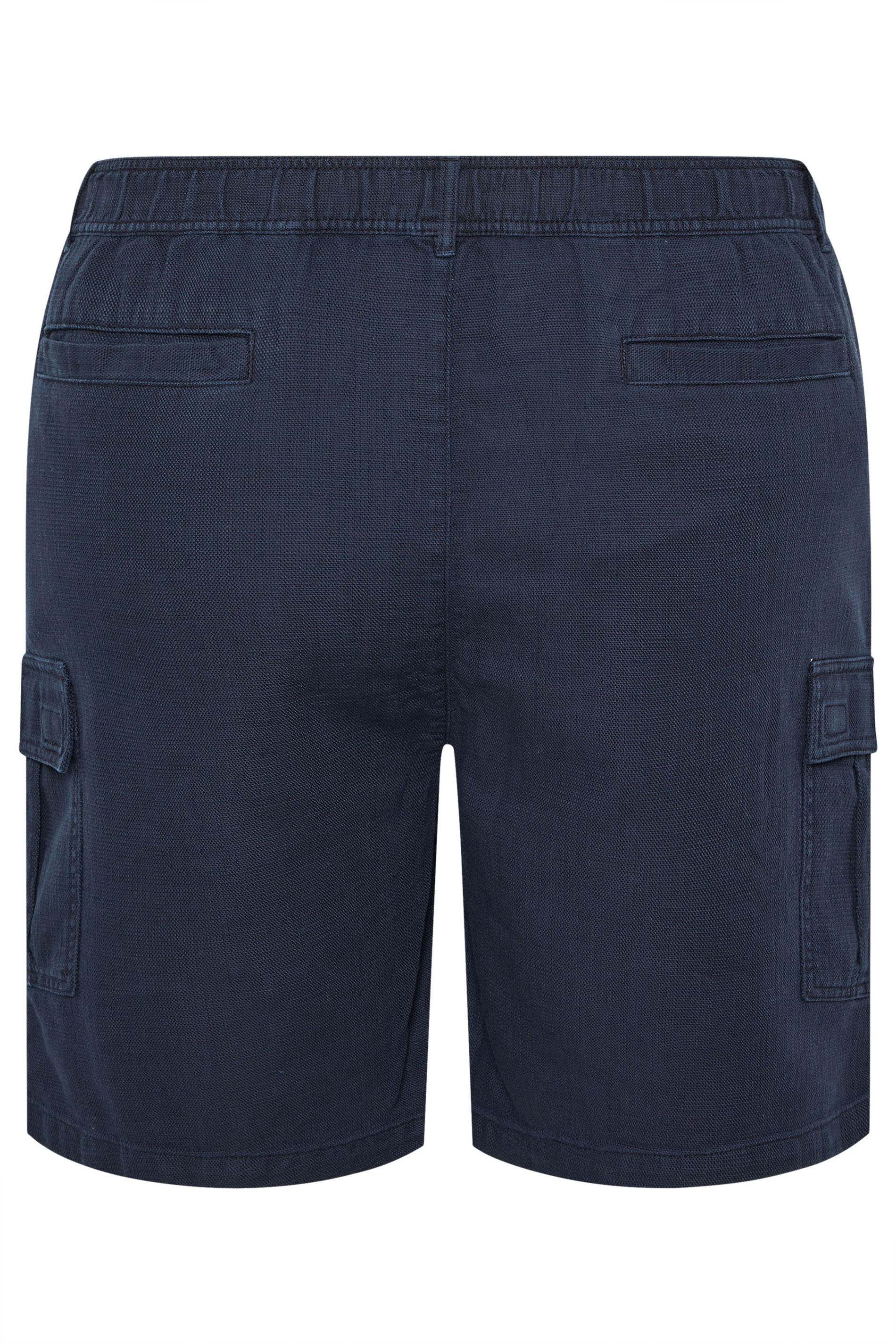 BadRhino Big & Tall Navy Blue Washed Slub Cotton Cargo Shorts | BadRhino 7