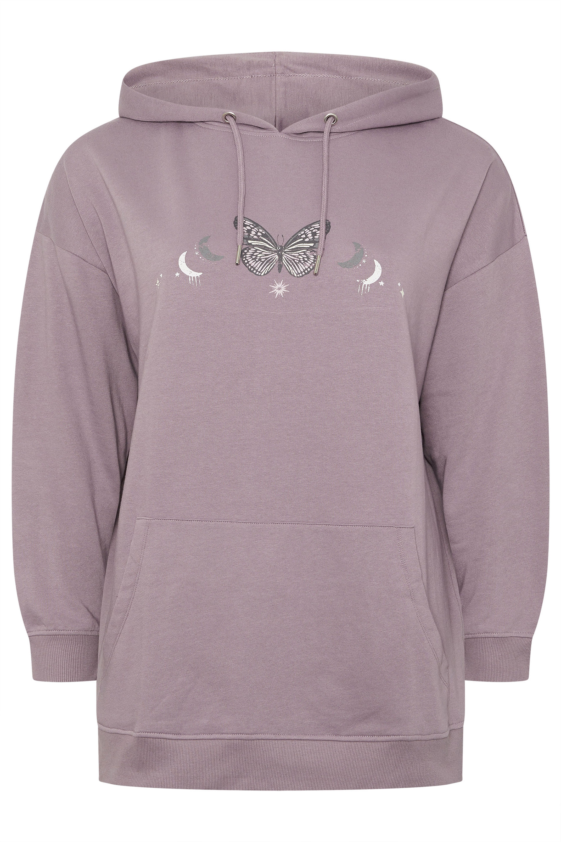 YOURS Plus Size Mauve Purple Celestial Hoodie | Yours Clothing 6