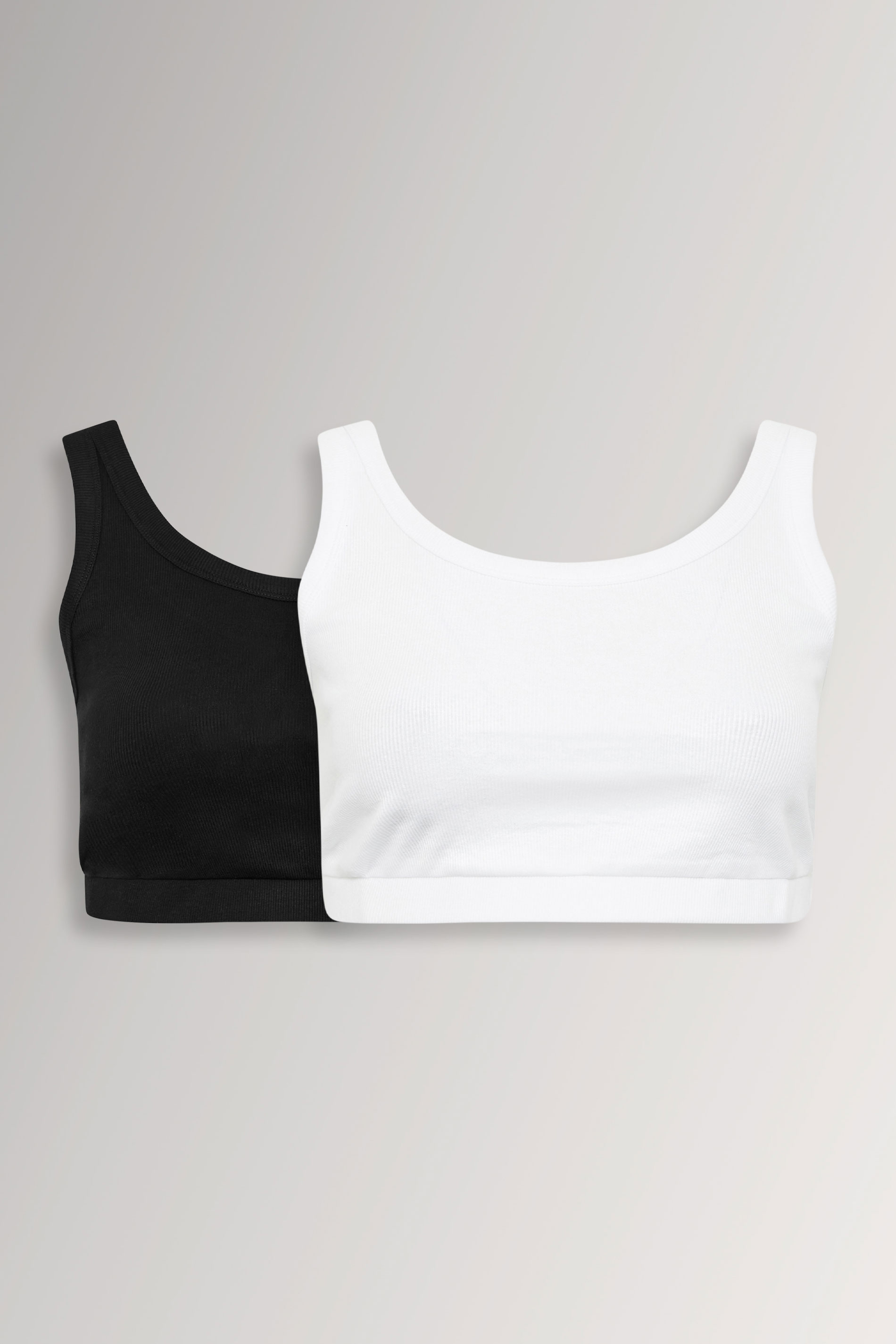 YOURSET 2 PACK Plus Size Black & White Ribbed Crop Tops | Yours Clothing  3