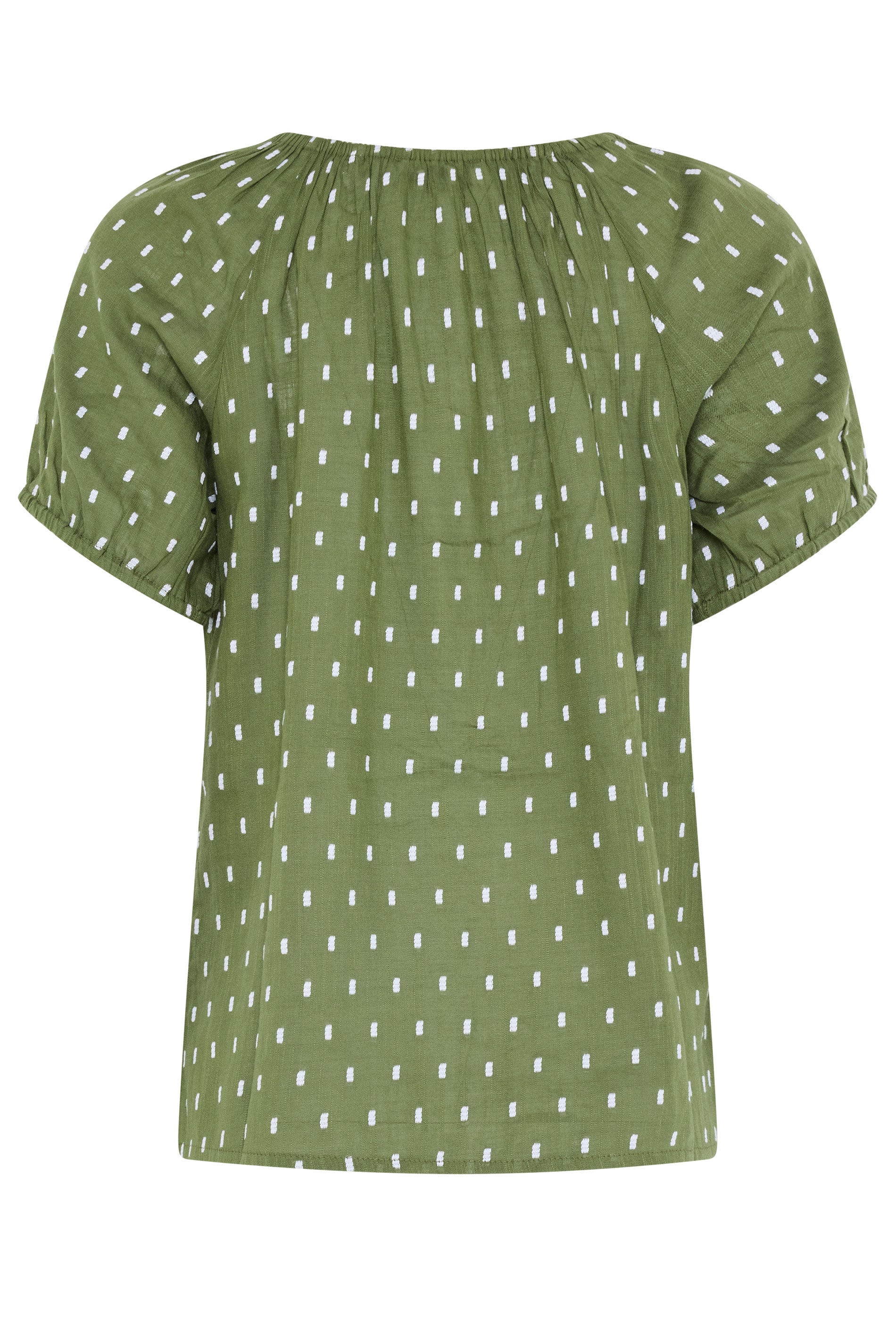M&Co Petite Khaki Green Dobby Button Up Cotton Blouse | M&Co 6