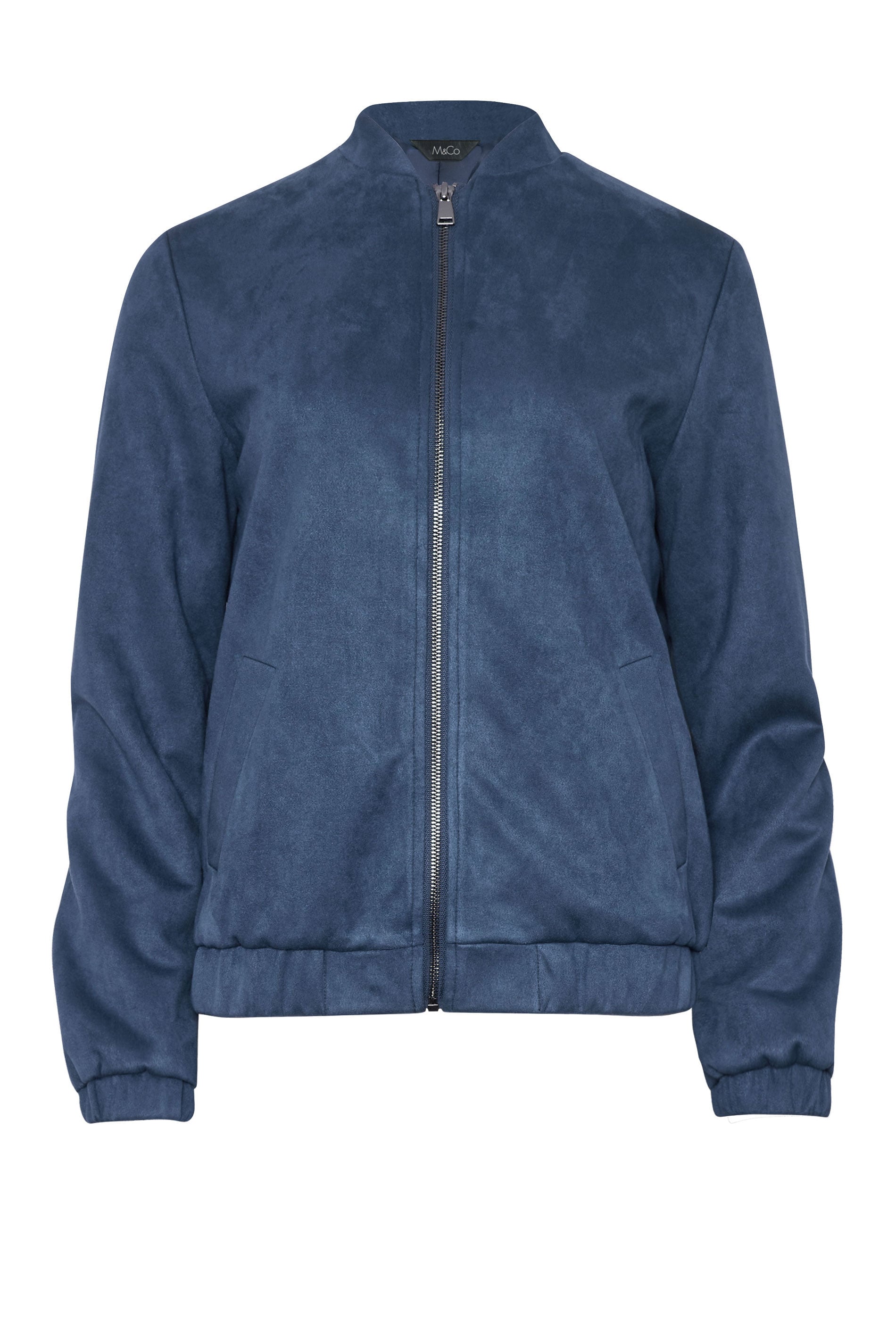 M&Co Petite Navy Blue Faux Suede Bomber Jacket | M&Co 5