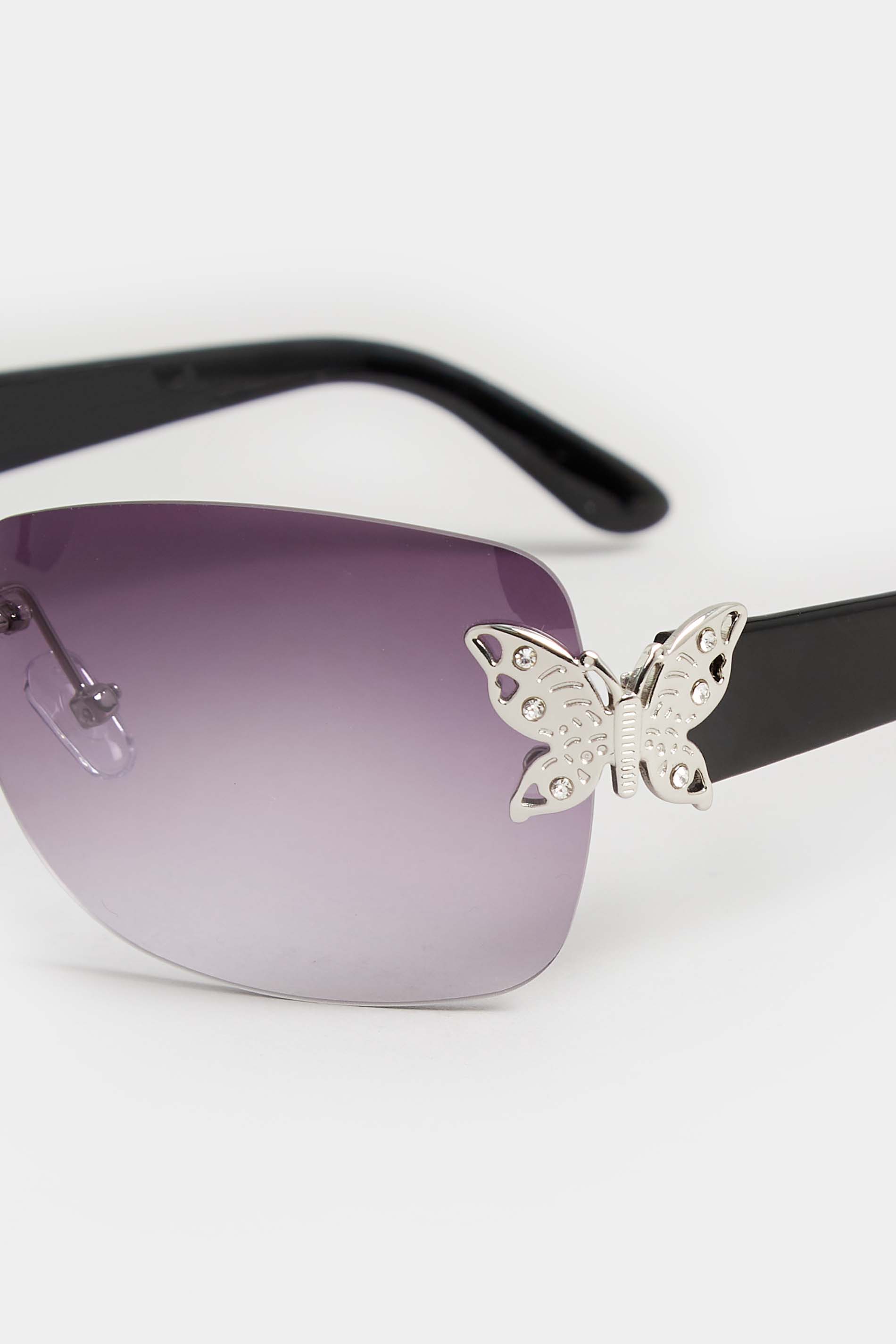 Black Butterfly Frameless Sunglasses | Yours Clothing 3