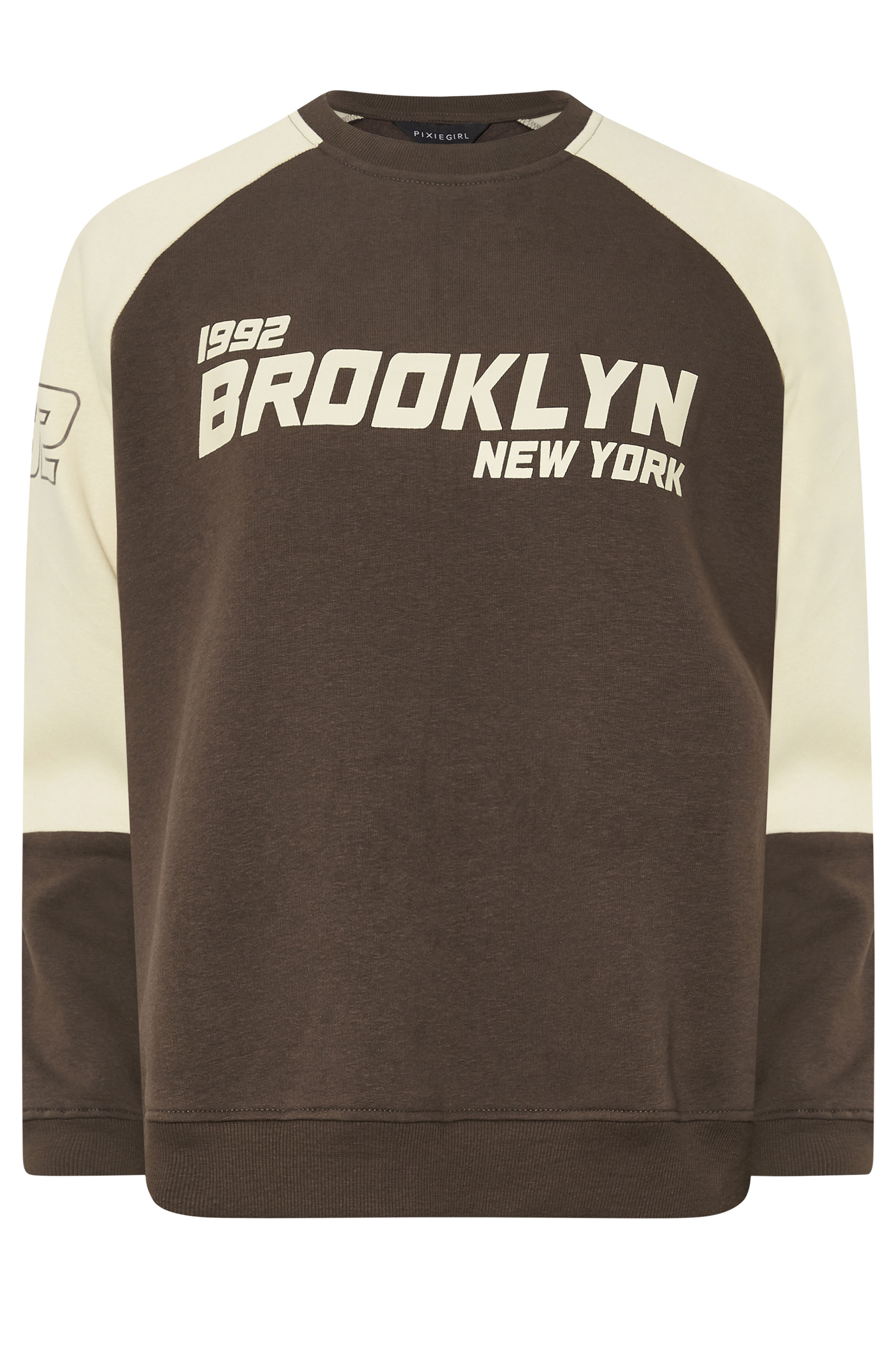 PixieGirl Petite Women's Chocolate Brown Brooklyn Slogan Sweatshirt | PixieGirl 5