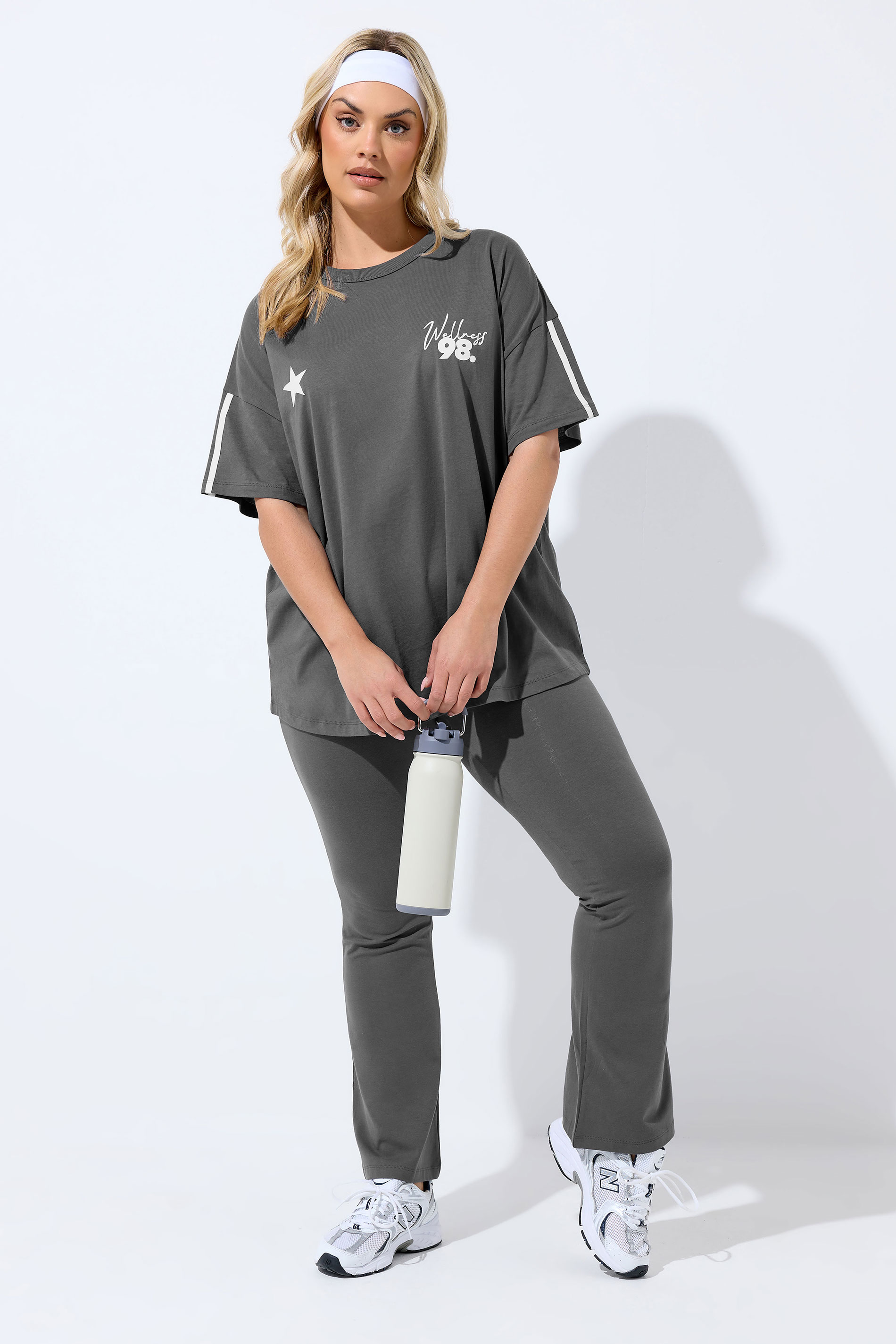 YOURS ACTIVE Plus Size Charcoal Grey 'Wellness Studio' T-Shirt | Yours Clothing 8