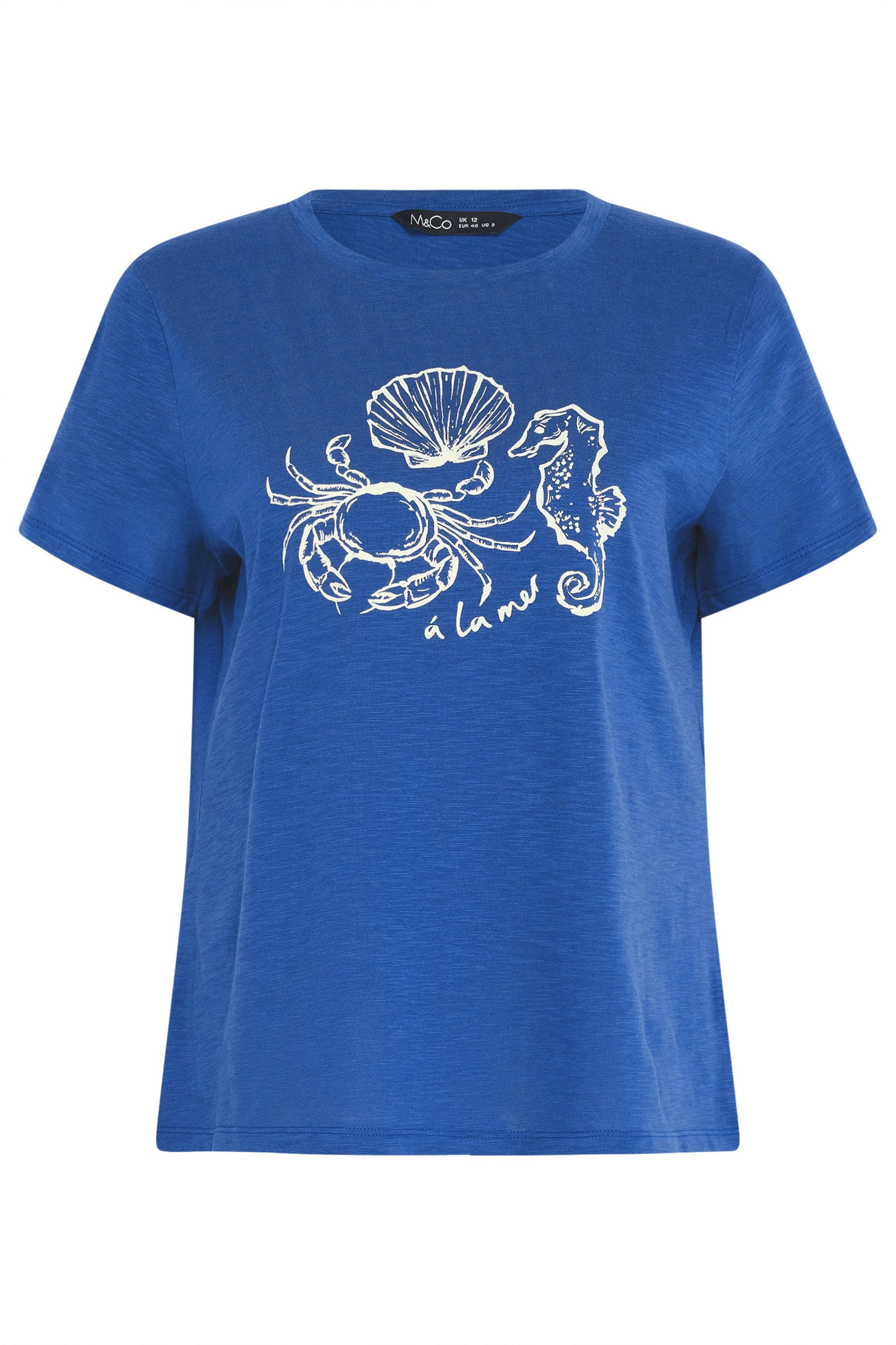 M&Co Blue 'A La Mer' Graphic Print Cotton T-Shirt | M&Co 5