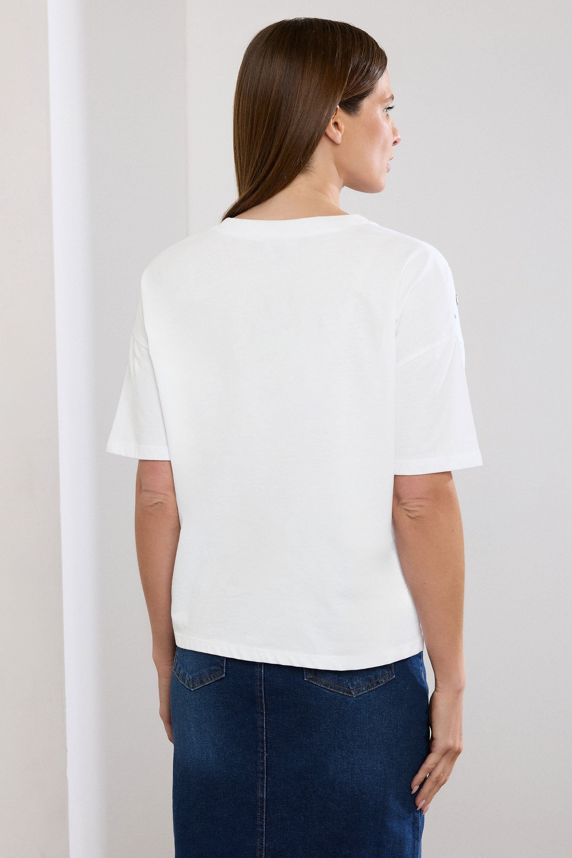 STAR White Eyelet Detail Short Sleeve T-Shirt | StarByJM 4