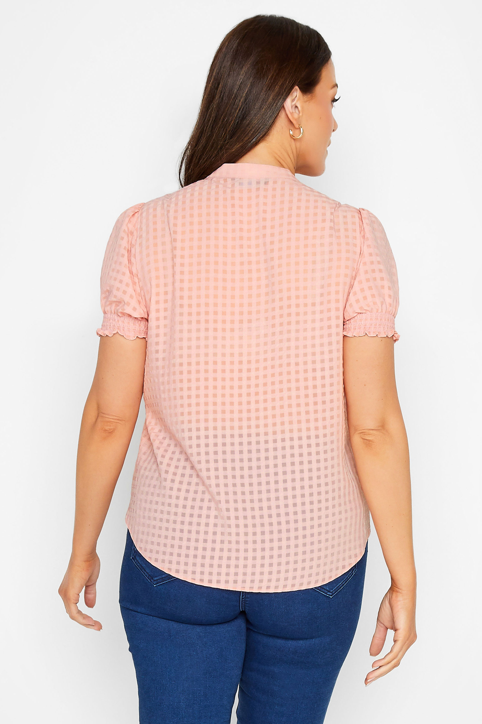 M&Co Pink Gingham Frill Front Blouse 3