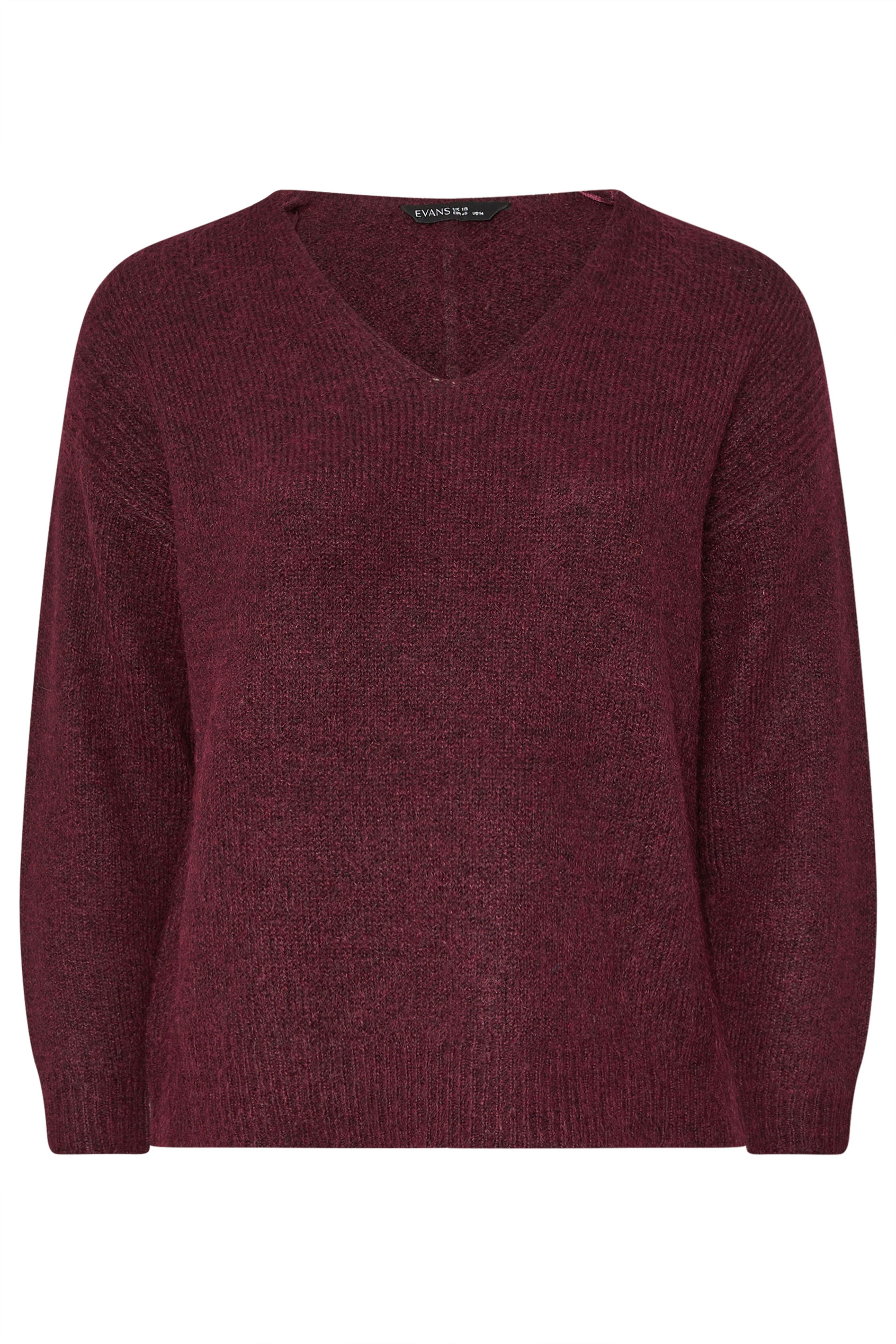 EVANS Plus Size Purple Knitted V-Neck Jumper | Evans  6