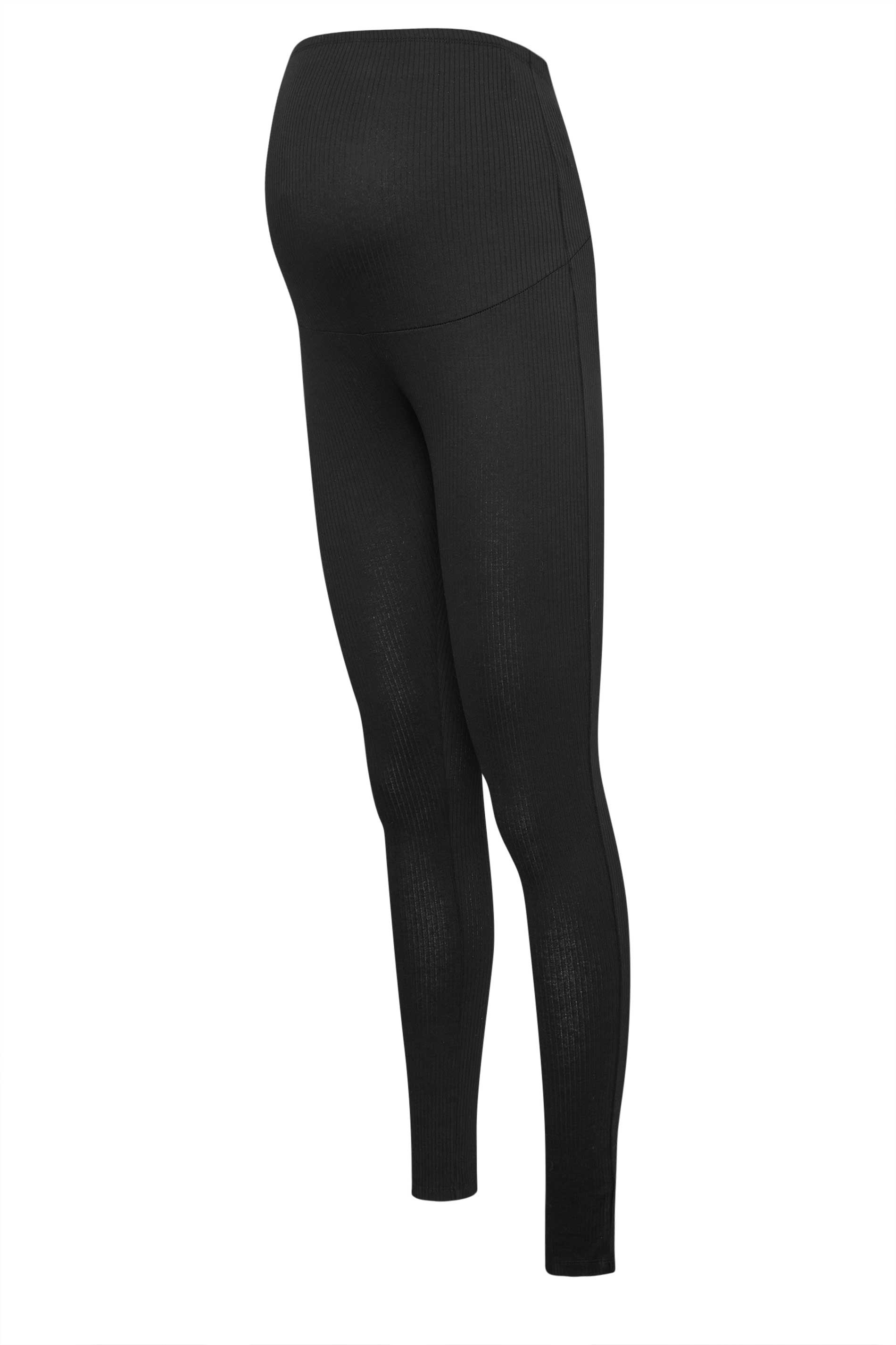 LTS Tall Women's Maternity Black Ribbed Cotton Leggings | Long Tall Sally 5