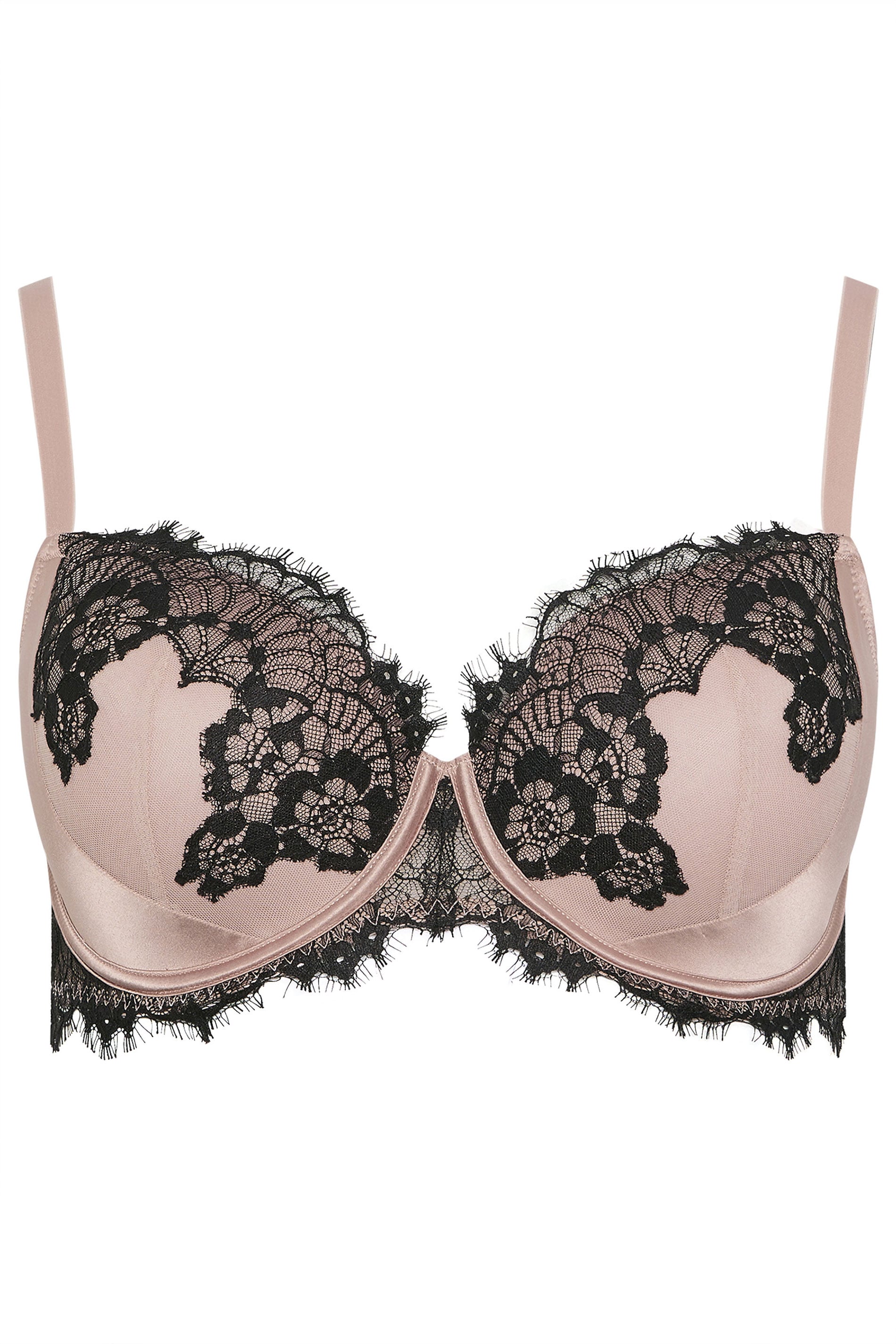 YOURS Curve Blush Pink Lace Trim Underwired Bra | Yours Clothing 5