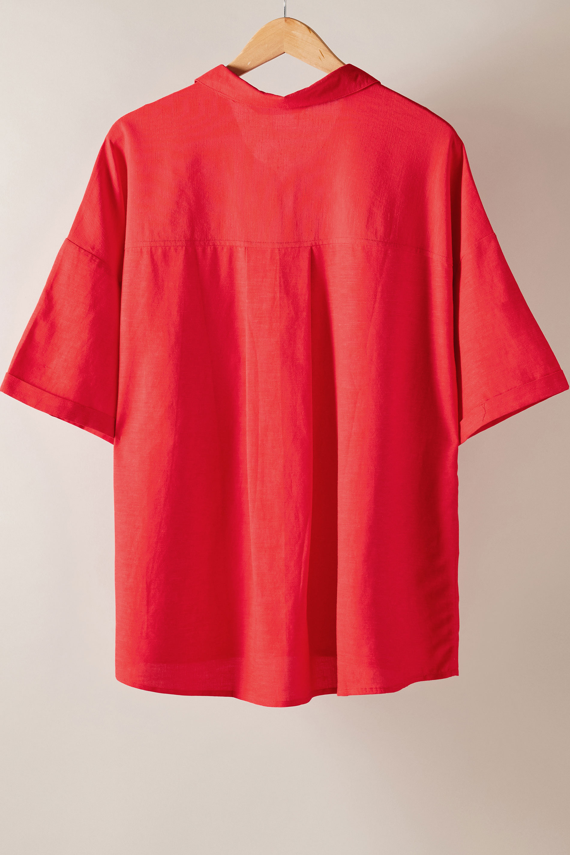 EVANS Plus Size Red Linen Shirt  | Yours Clothing 6