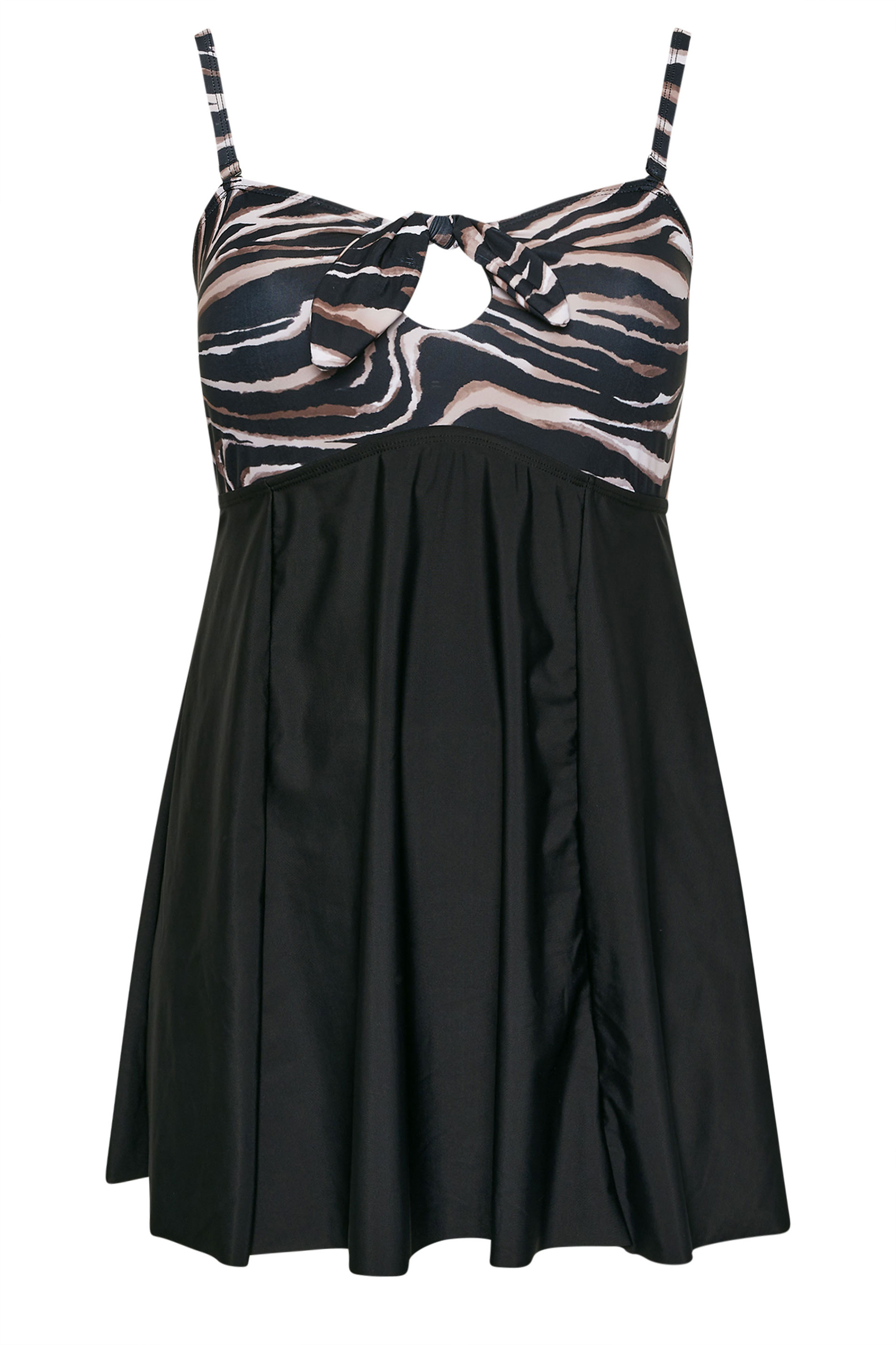 YOURS Plus Size Black Zebra Print Tummy Control Swim Dress | Yours Clothing 9