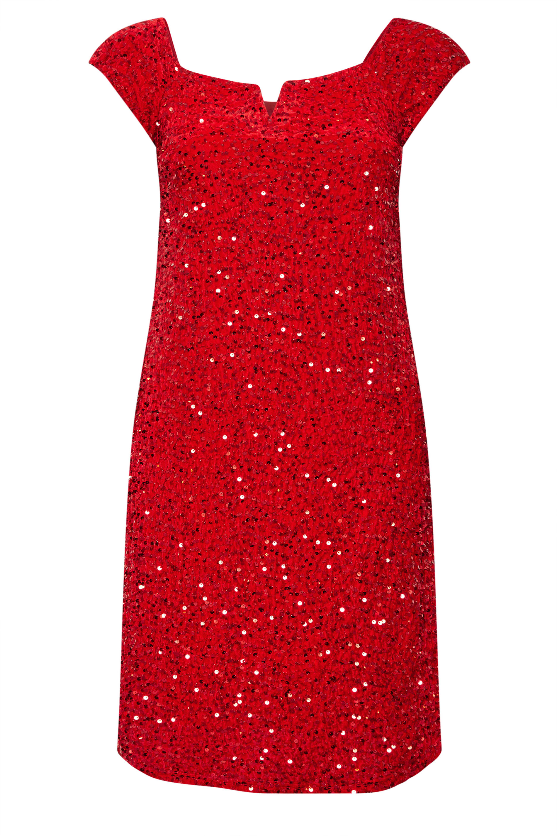 YOURS LONDON Plus Size Red Velvet Sequin Midi Dress | Yours Clothing 6