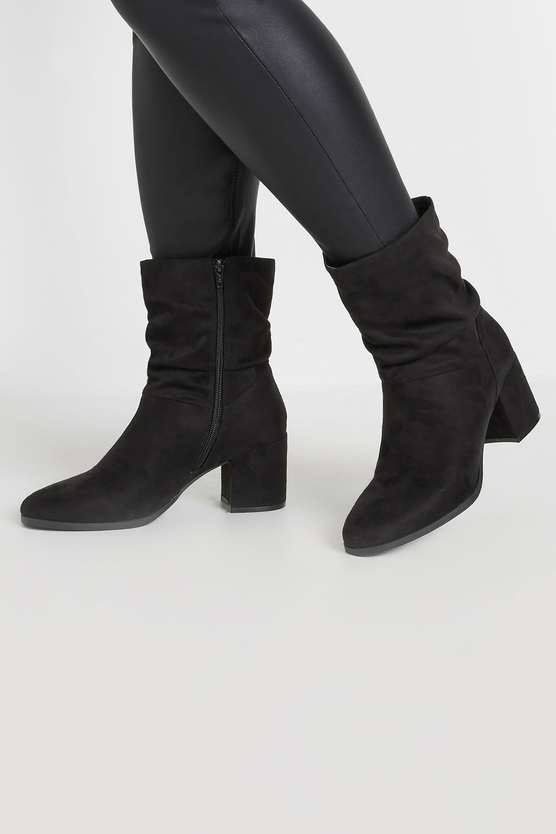 Women's Black Yours Faux Suede Slouch Ankle Boots In Wide E Fit & Extra Wide Eee Fit Size 6Eee