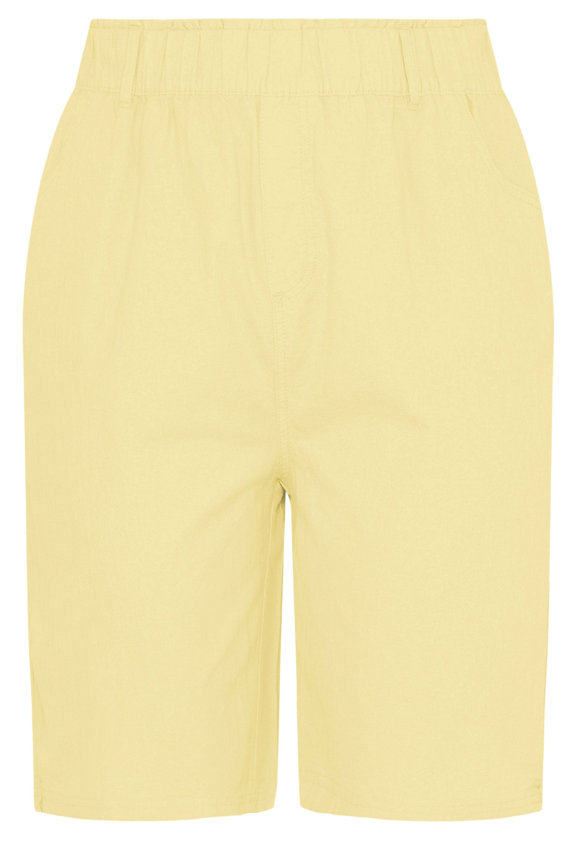 YOURS Plus Size Yellow Cool Cotton Shorts | Yours Clothing 5