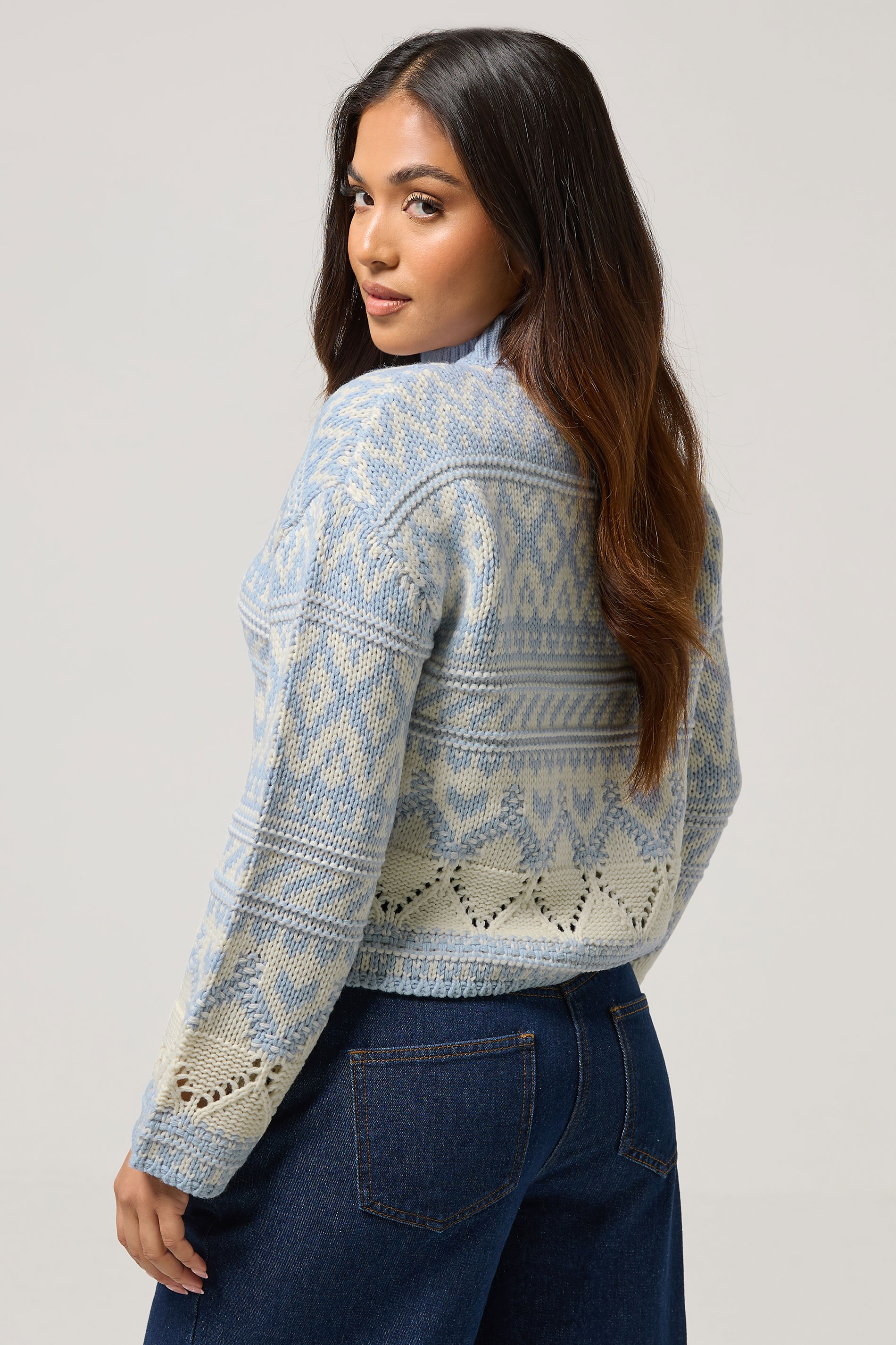 PixieGirl Petite Women's Blue Fairisle Knit Jumper | PixieGirl 2