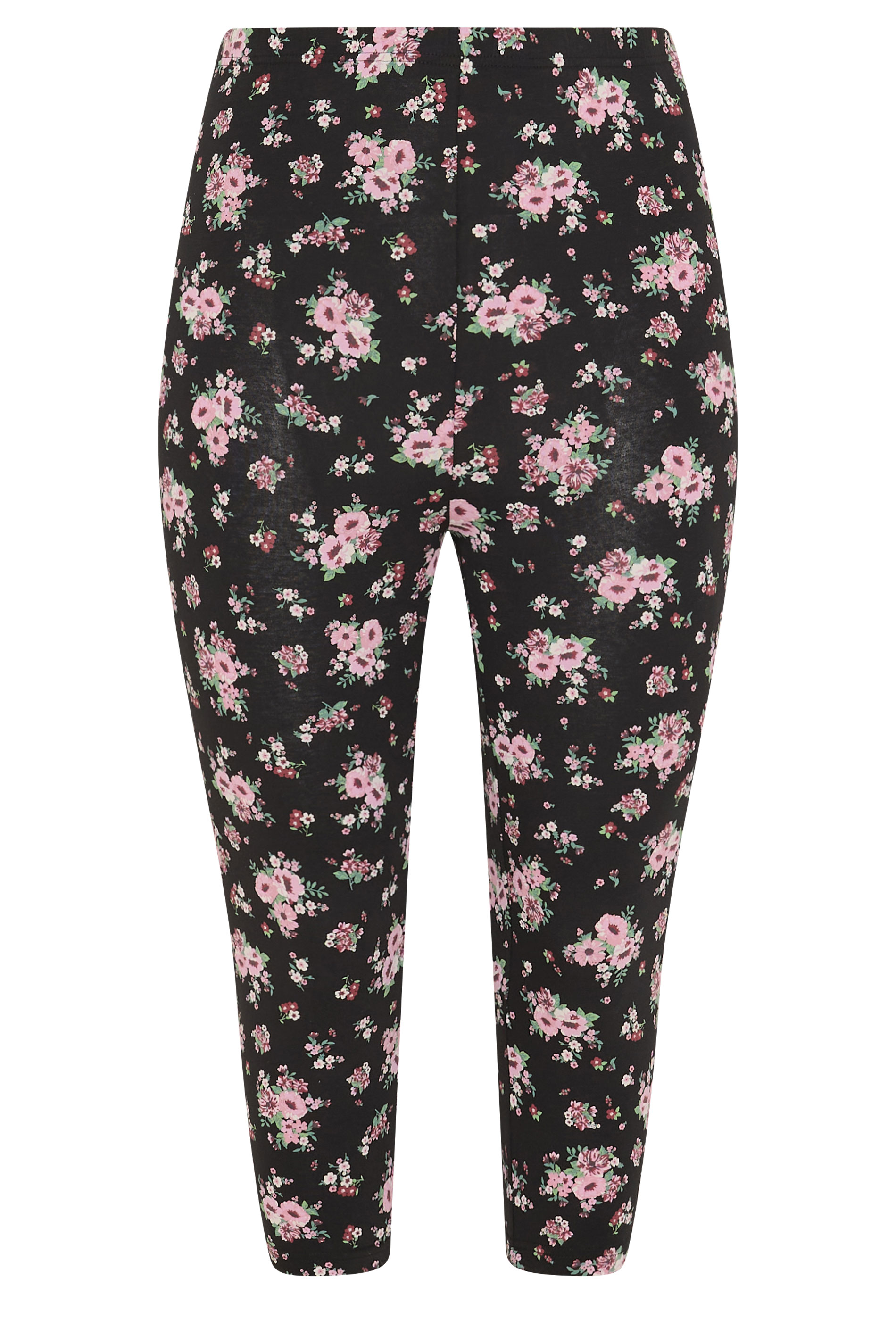 YOURSET 2 PACK Plus Size Black Floral Cropped Leggings | Yours Clothing 9