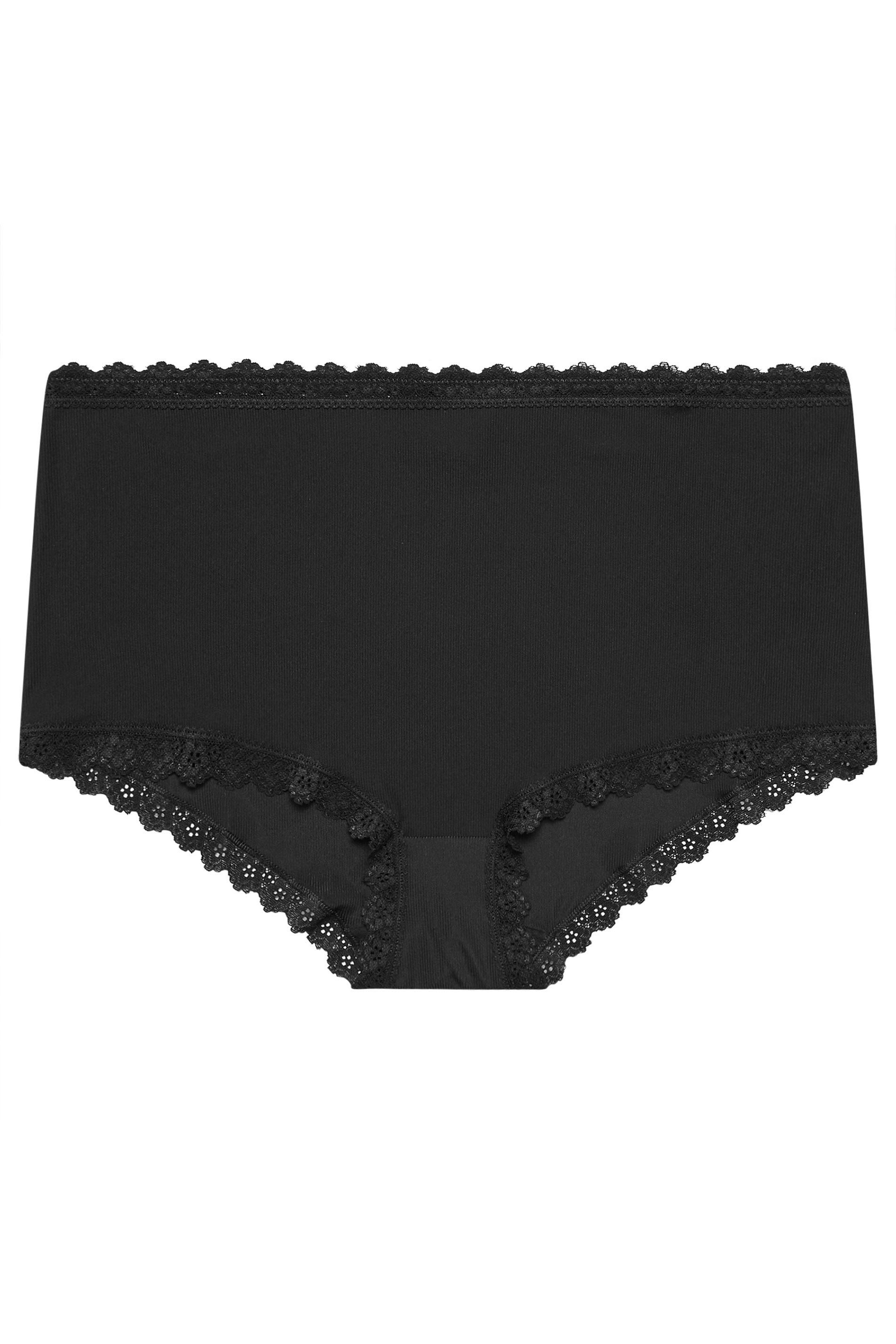 YOURS Plus Size Black Lace Trim High Waisted Shorts | Yours Clothing 5