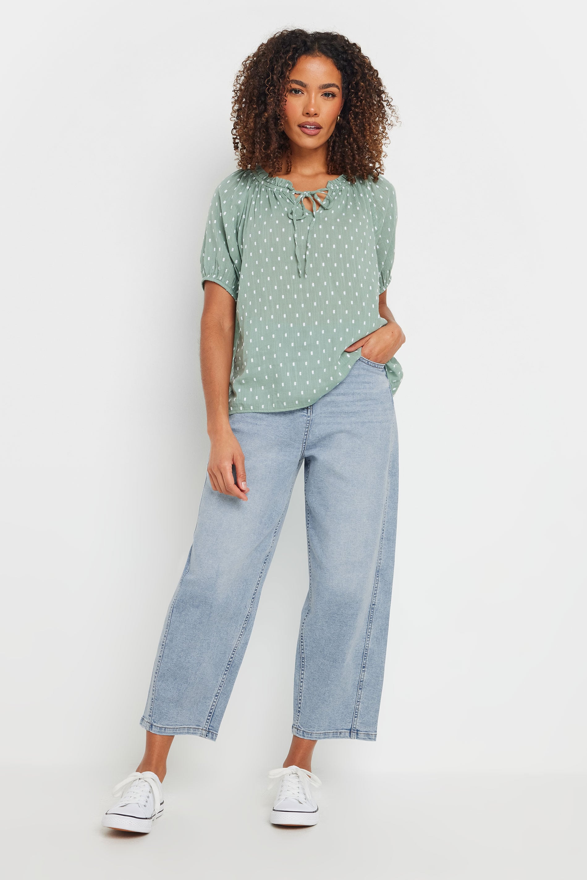 M&Co Blue Light Wash Barrel Jeans | M&Co 1