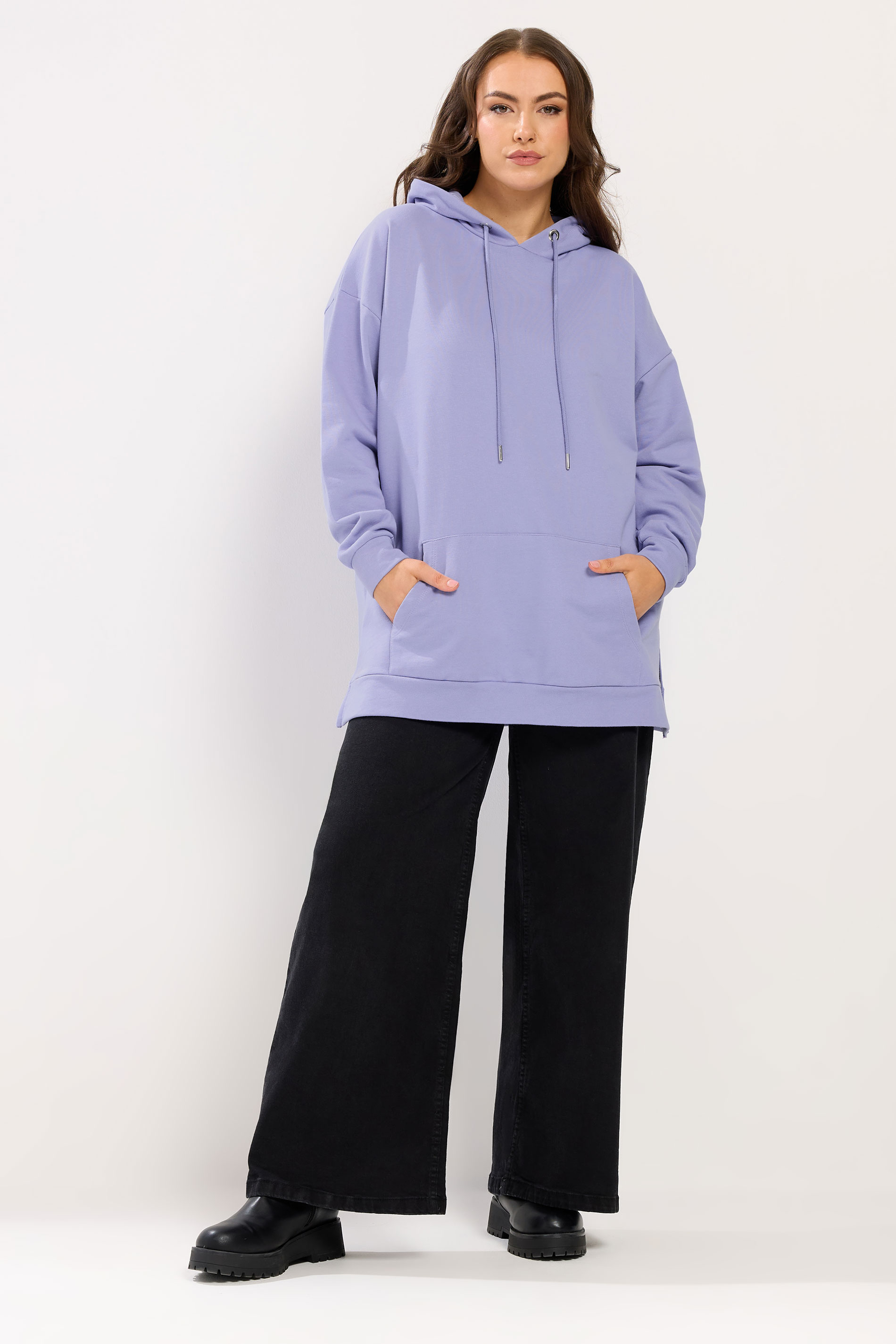 YOURS Plus Size Purple Pocket Front Hoodie | Yours Clothing 1